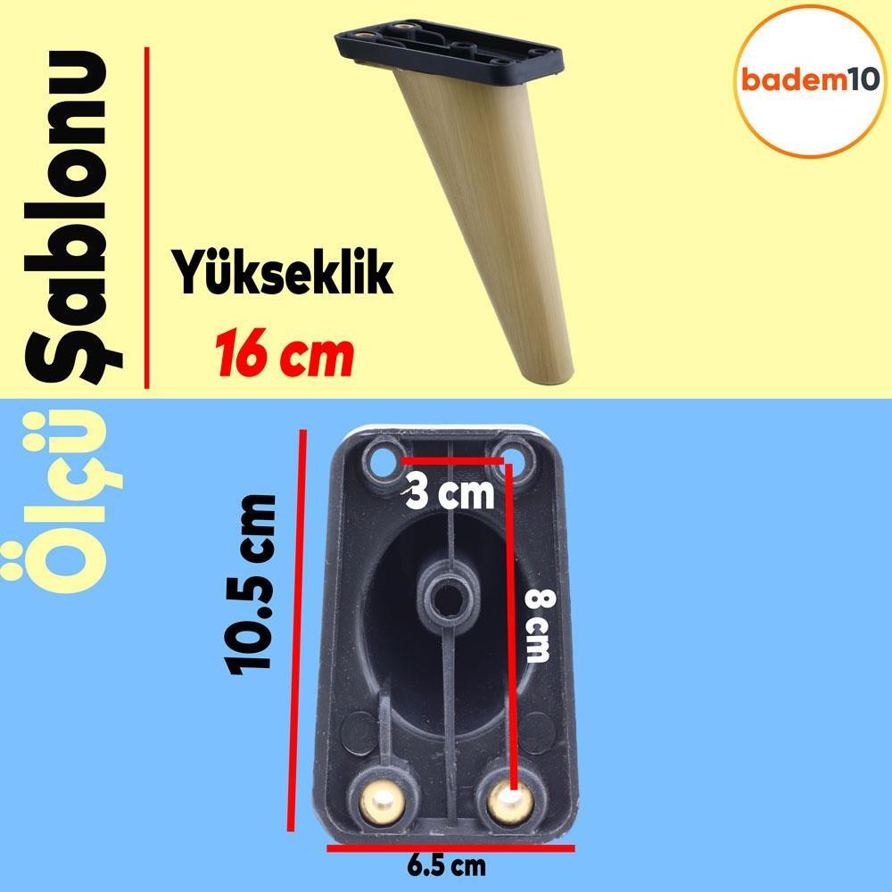 Regnum 6'lı Set Mobilya TV Ünitesi Çekyat Koltuk Kanepe Destek Ayağı 16 cm Kahve Ayak M8 Civatalı