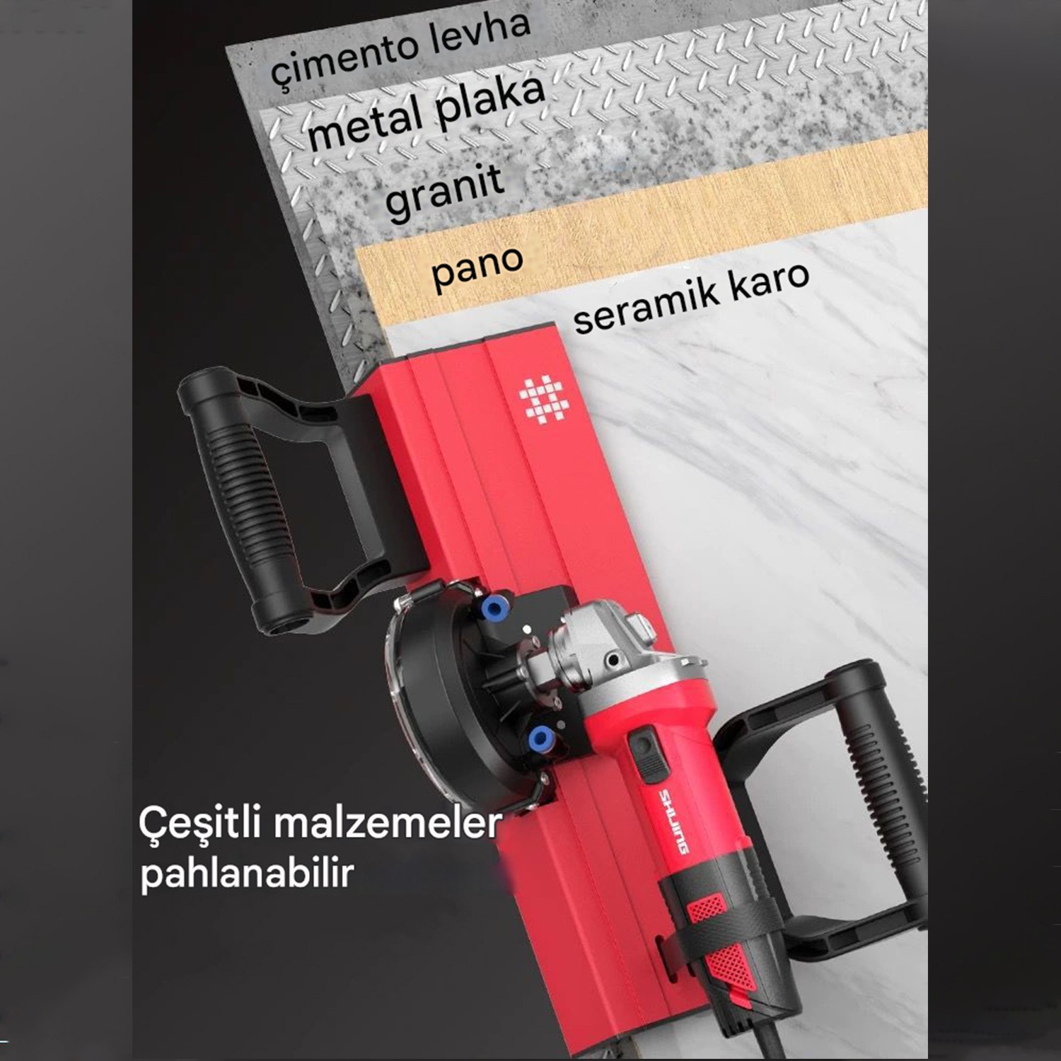 45 Derece Konik Pah Kırma Aparatı Metal Plaka Granit Seramik Karo Taşınabilir Makine Aparat