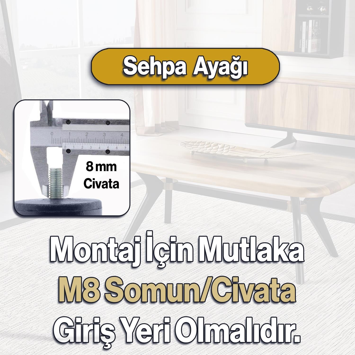 Sembol Plastik Sehpa Ayağı 30 cm Gümüş Gri 1 Adet Mobilya Çay Orta Sehpası M8 Civatalı Ayak Ayaklar