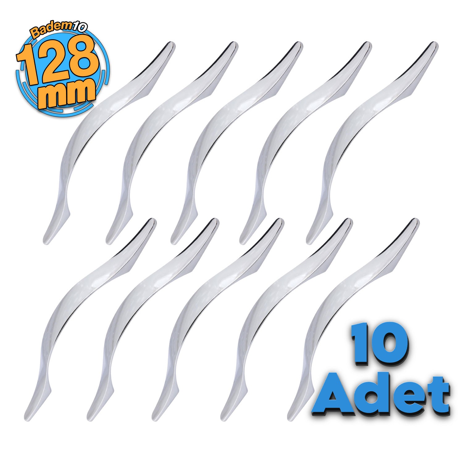 Dilara 10 Adet (128 MM-12.8 CM) Düz Mobilya Mutfak Dolabı Çekmece Dolap Kulpu Kulbu Metal Kulpları