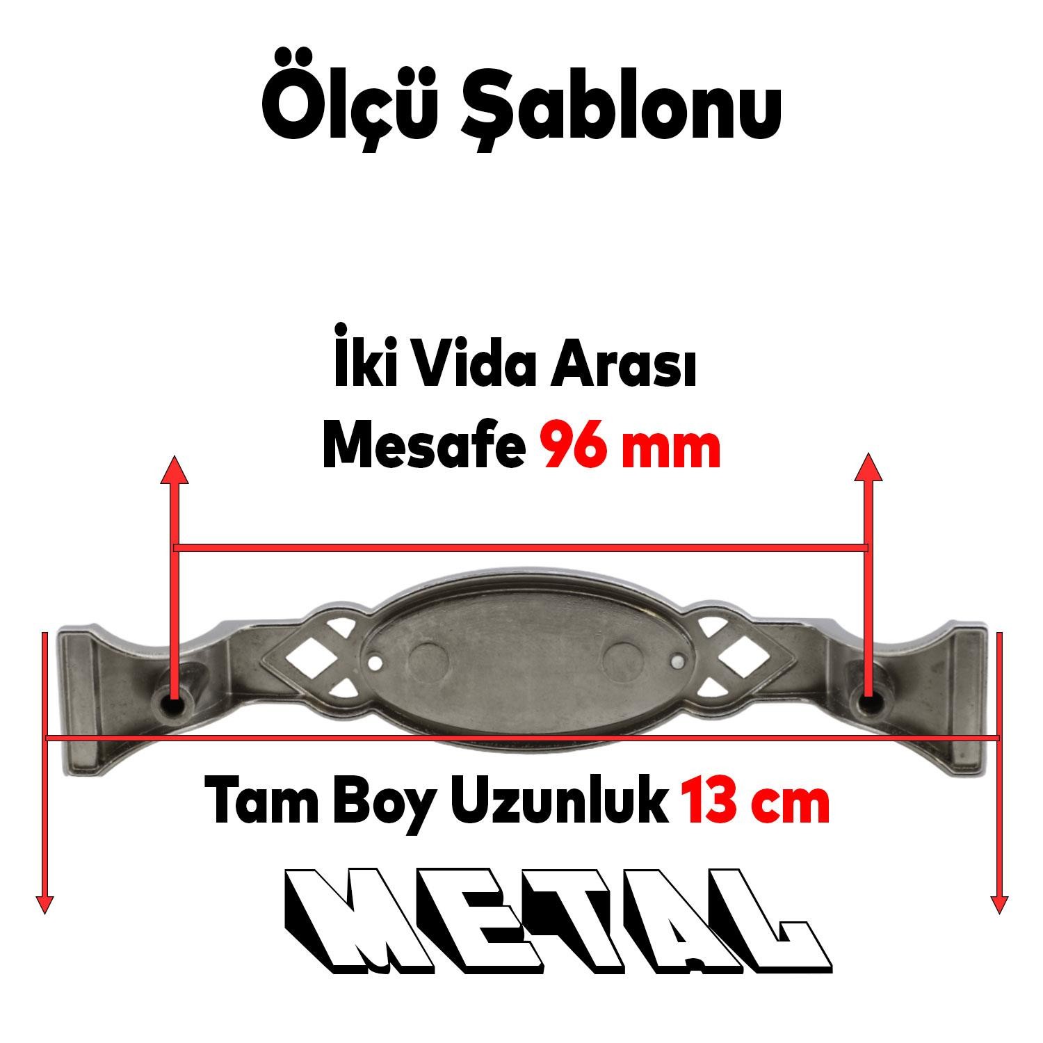 Palmira (96 MM -9.6 CM) Siyah Metal Mobilya Mutfak Dolabı Çekmece Dolap Kapak Kulpu Kulbu Kulpları