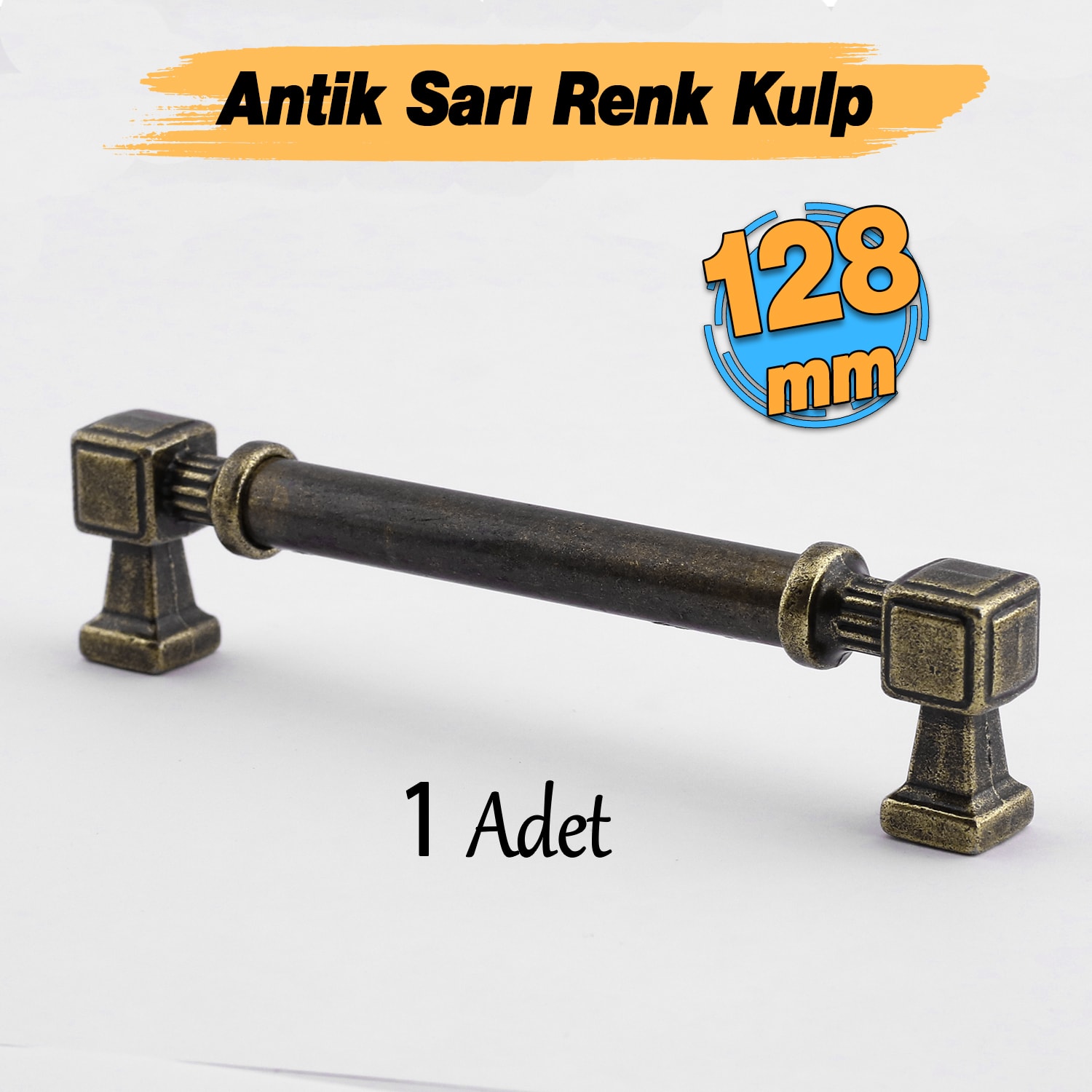Talas Antik Sarı Eskitme Metal 128 mm 12.8 cm Mobilya Mutfak Çekmece Dolap Kulpu Kulbu Kulpları