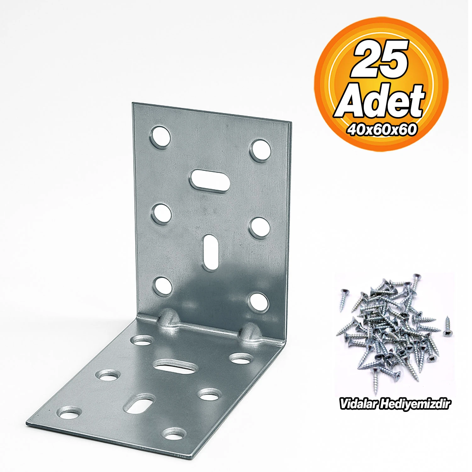 Mobilya (25 ADET) Eşya Dolap Duvara Sabitleme Köşebent Bağlantı Aparatı L Demiri Gönye 40x60x60 Mm