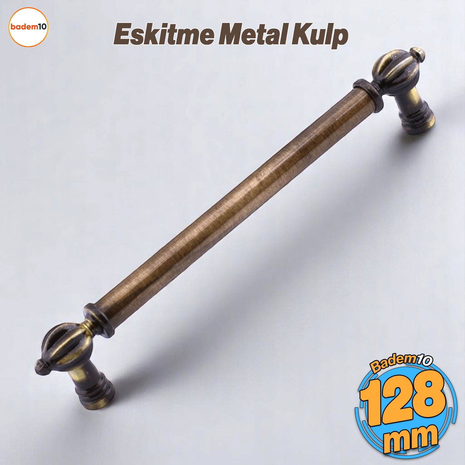 Defne Metal Eskitme Antik Sarı Kulp 128 mm Mobilya Çekmece Mutfak Dolabı Dolap Kulpları Kulb Kulpu