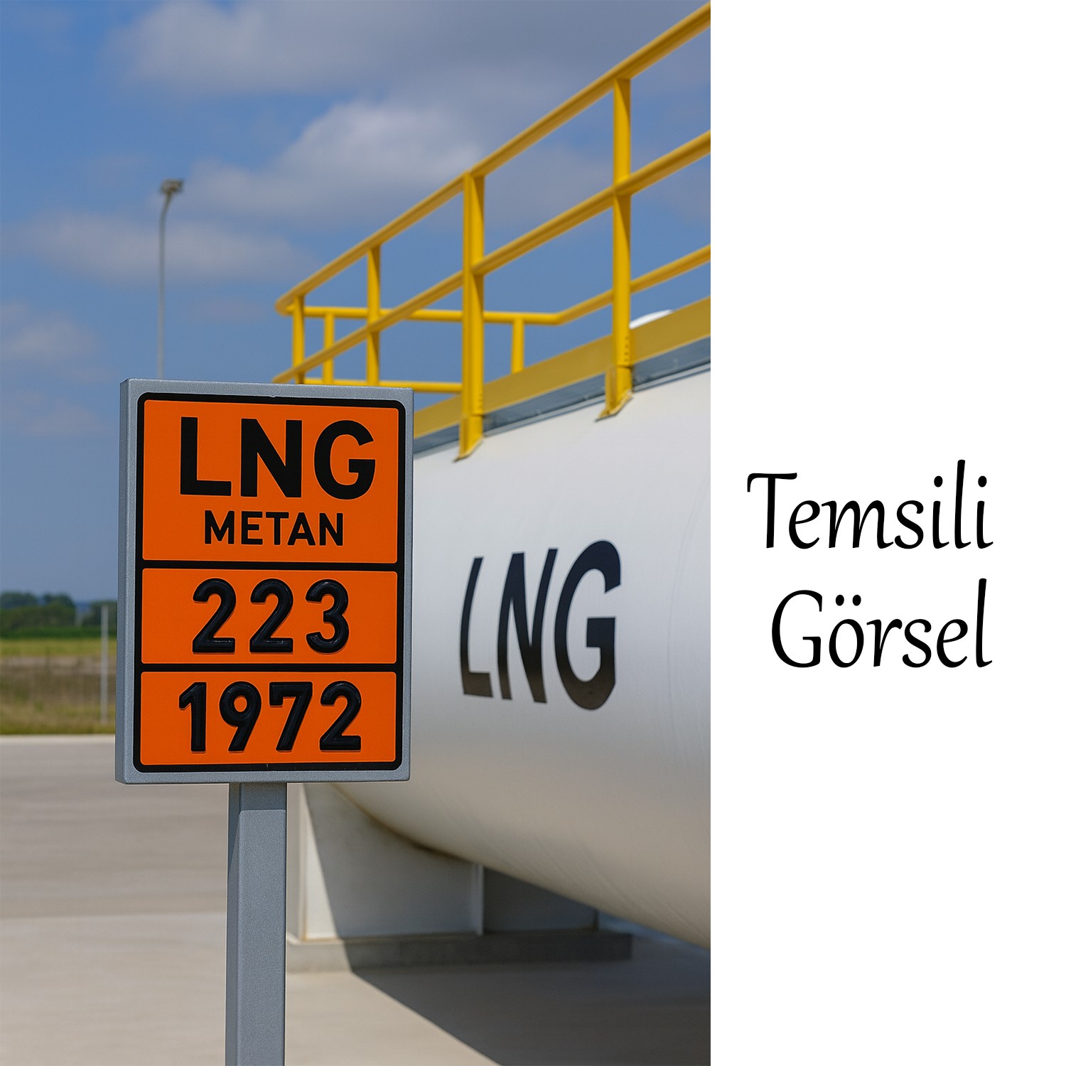 Metal 40x30 cm Levha (1 Çift) 223-1972 Metan Soğutulmuş Sıvı LNG Doğal Gaz Tehlikeli Madde Uyarısı