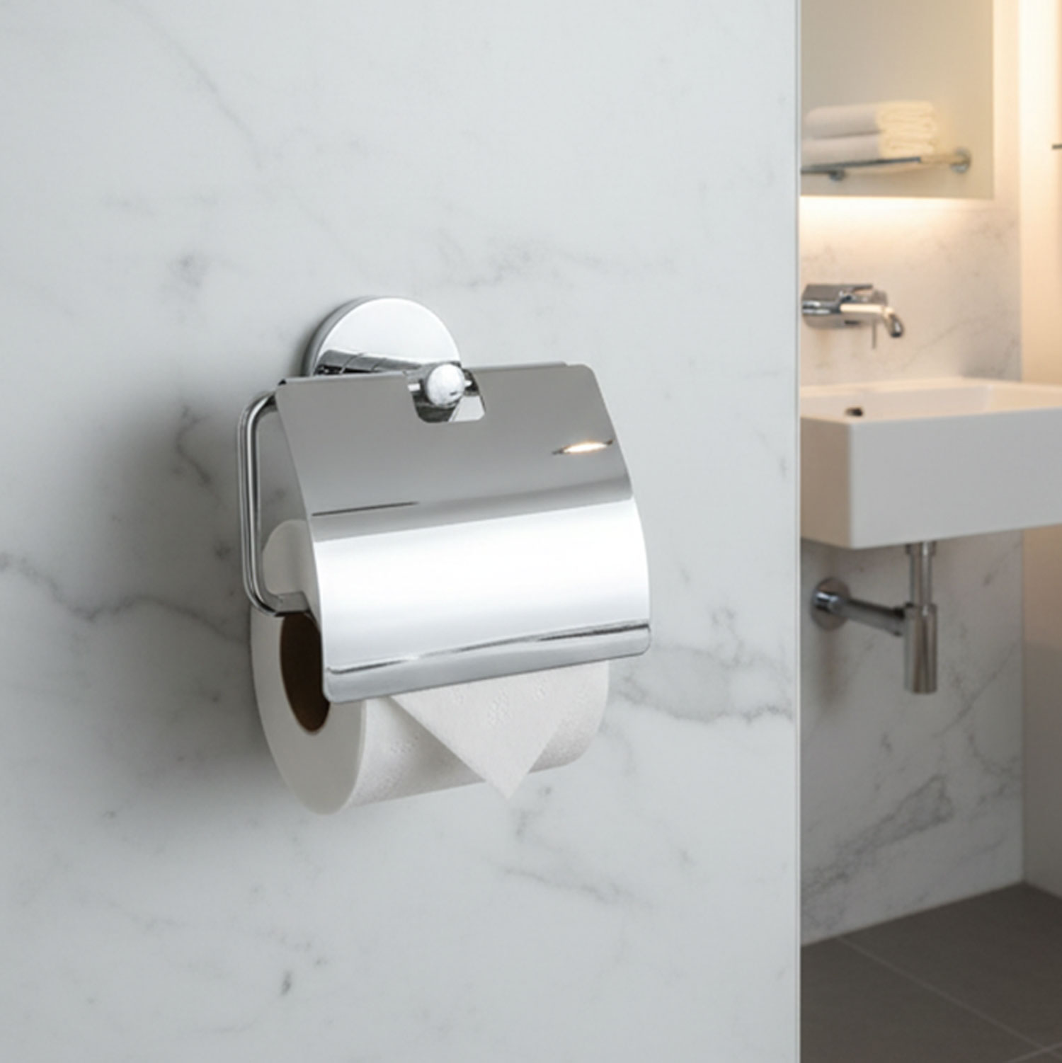 Gümüş Krom Kapaklı WC Kağıt Aparatı Vidalı Paslanmaz Metal Duvar Tuvalet Kağıtlık Banyo Aksesuarı