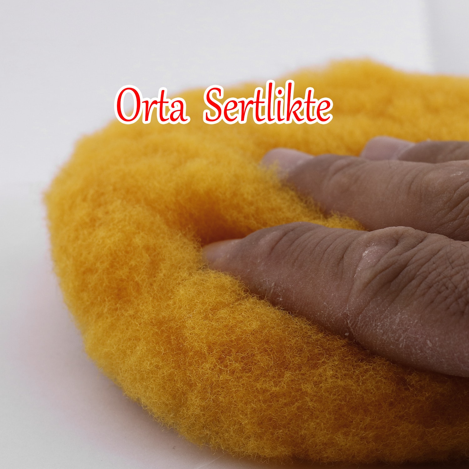 Sarı Renk (3'lü Set) Orta Sert Koyun Kuzu Postu Pedi Ø 125 mm Pasta Cila Polisaj Cırt Taban + M14