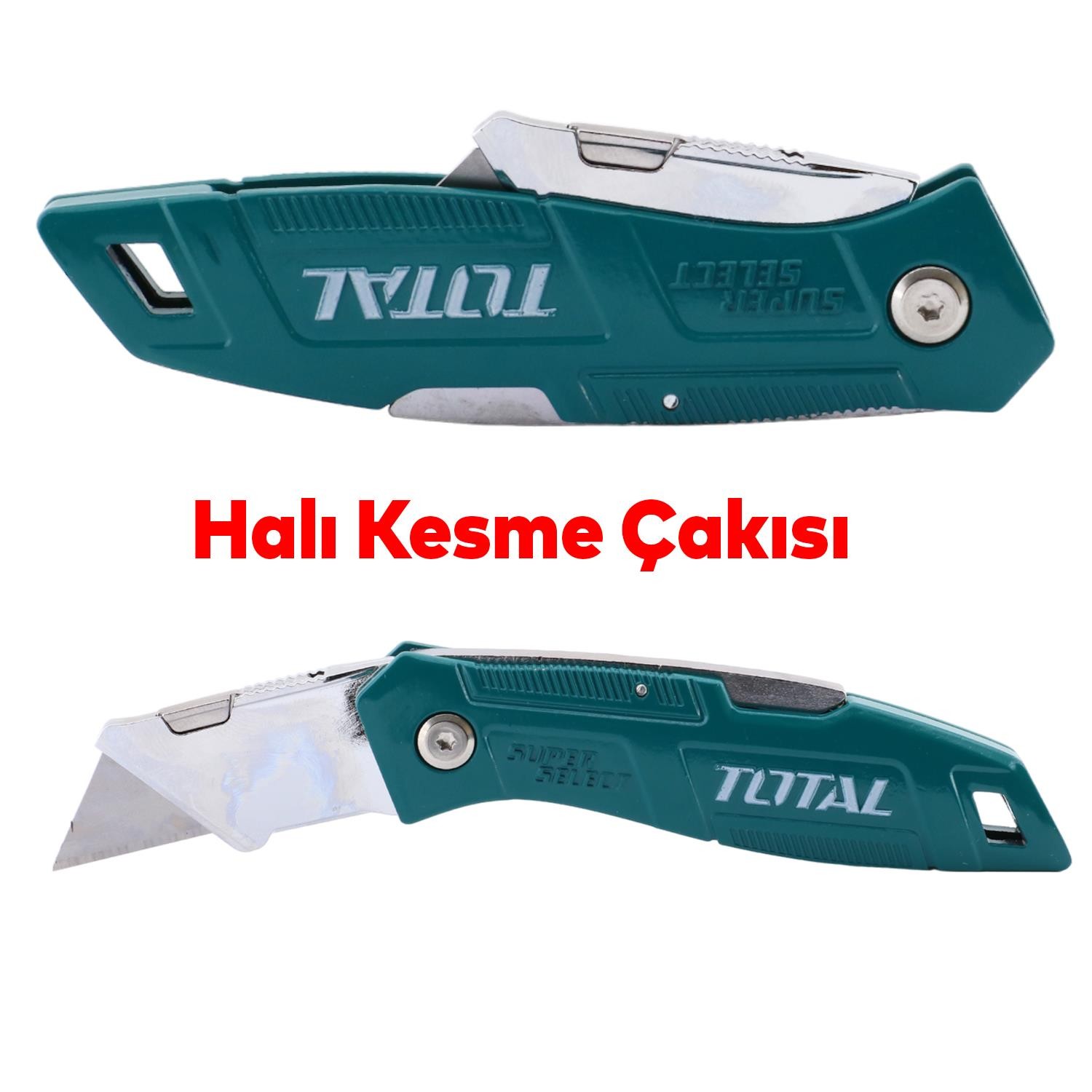 Halı Kesme Maket Bıçağı Falçata Çok Amaçlı Katlanabilir 10 Adet Yedek Bıçaklar Alçıpan Kesim