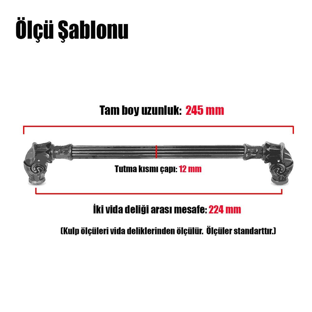 Alyans Çekmece Dolap Kapak Kulpu Kulbu 224 mm Rustik Metal Kulp