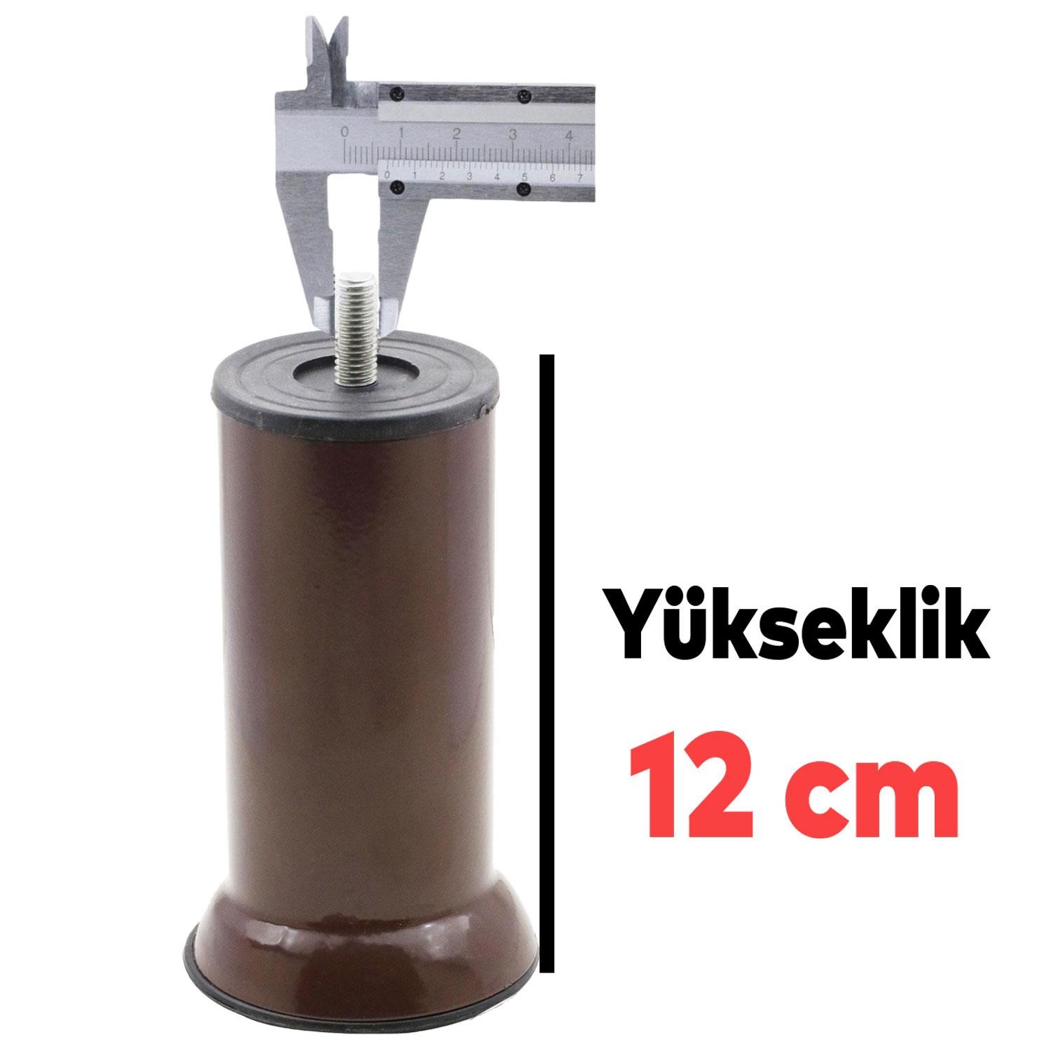 Mobilya Kanepe Baza Koltuk Destek Ayağı M8 Civata 12 Cm Kahverengi Ayakları Bağlantı Aparatı 8li Set