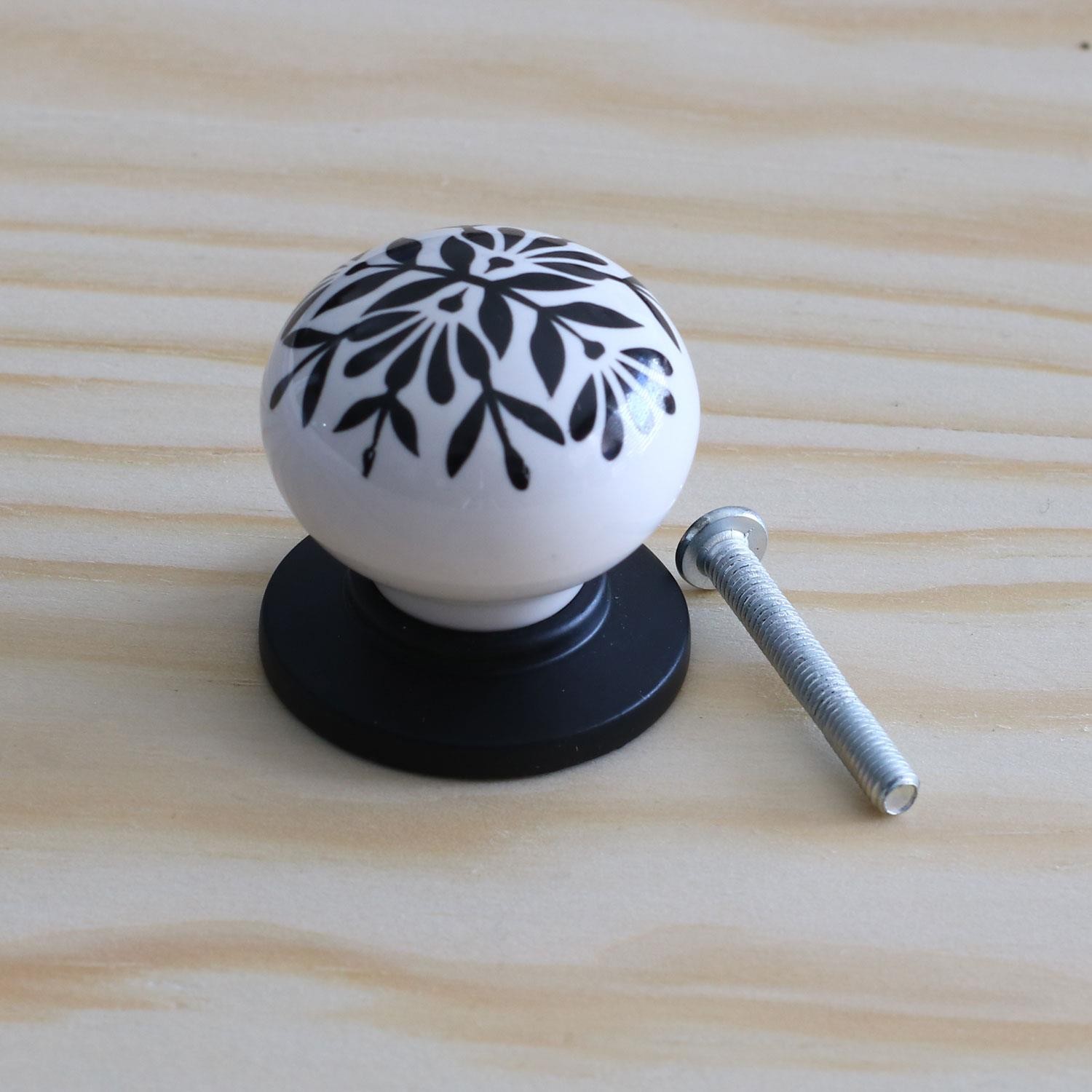 Gerçek Porselen Siyah Kulp Düğme Mobilya Mutfak Dolabı Çekmece Dolap Kulpları Kapak Kulpu Kulbu