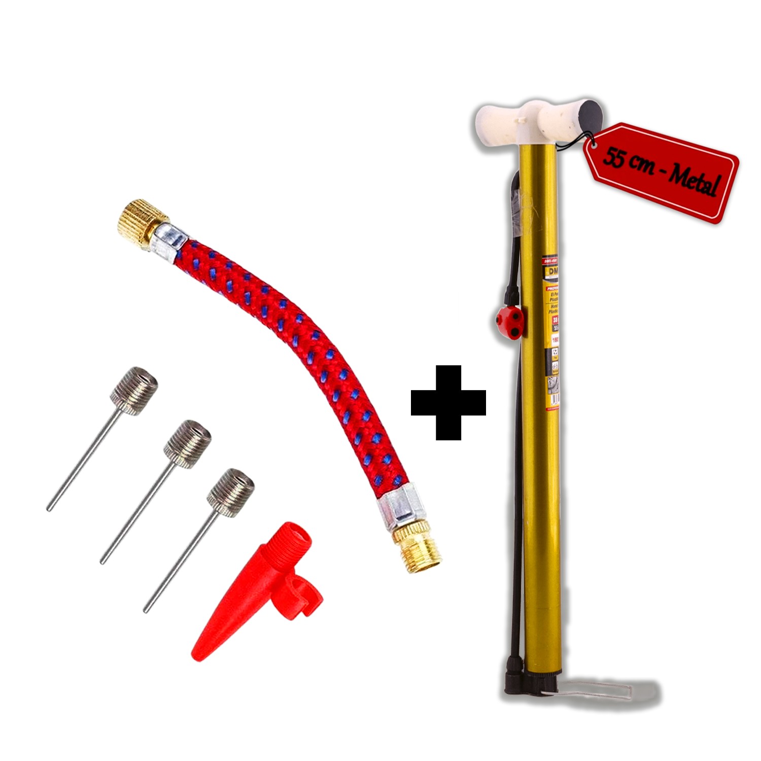 Bisiklet Pompası 6'lı Uç Seti El Tipi Ayak Tutamaklı Metal Borulu Top Lastik Şambrel Şişirme Uçlu