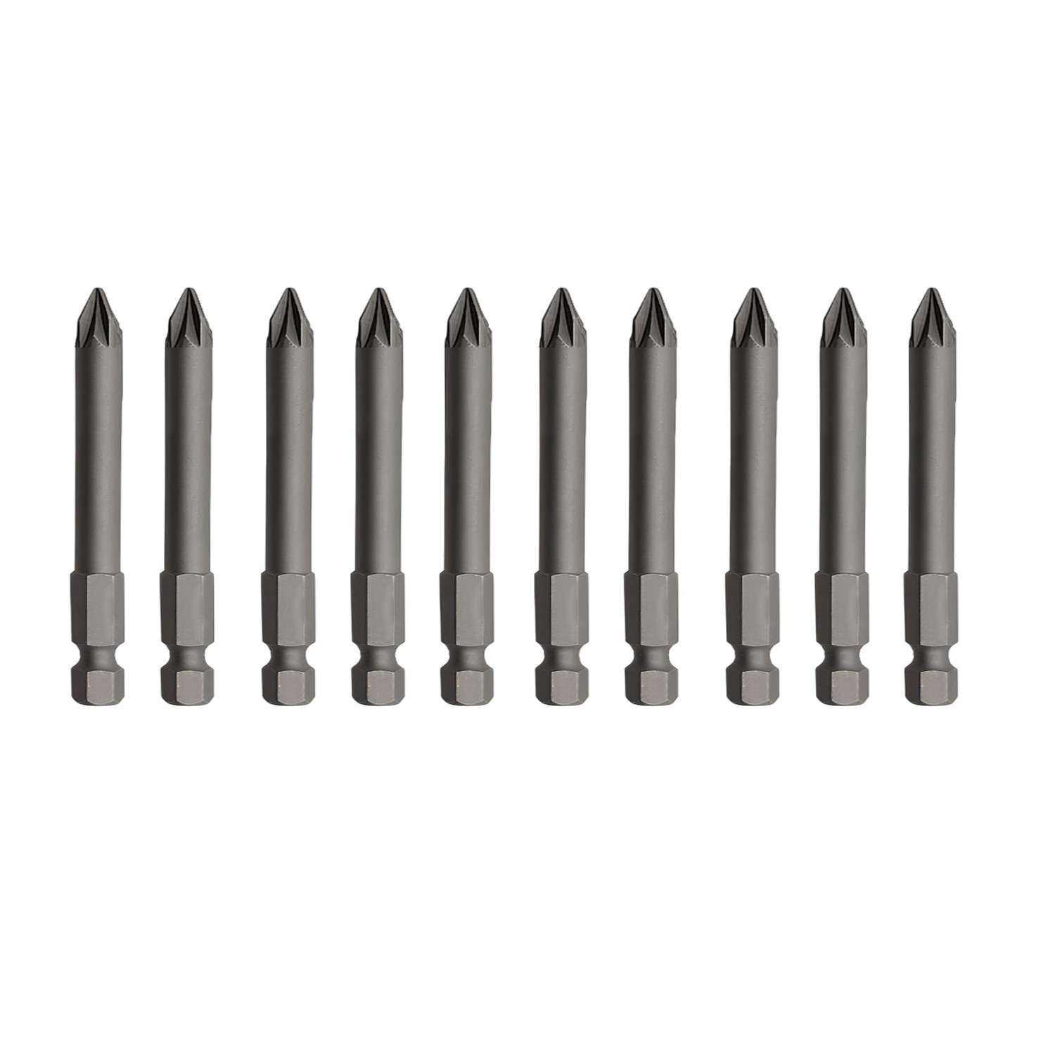 Mıknatıslı Pozidriv Bits Uç PZ2 50 mm 10'lu Set Kutulu Manyetik 1/4" Matkap Ucu 5 cm Uzunluk