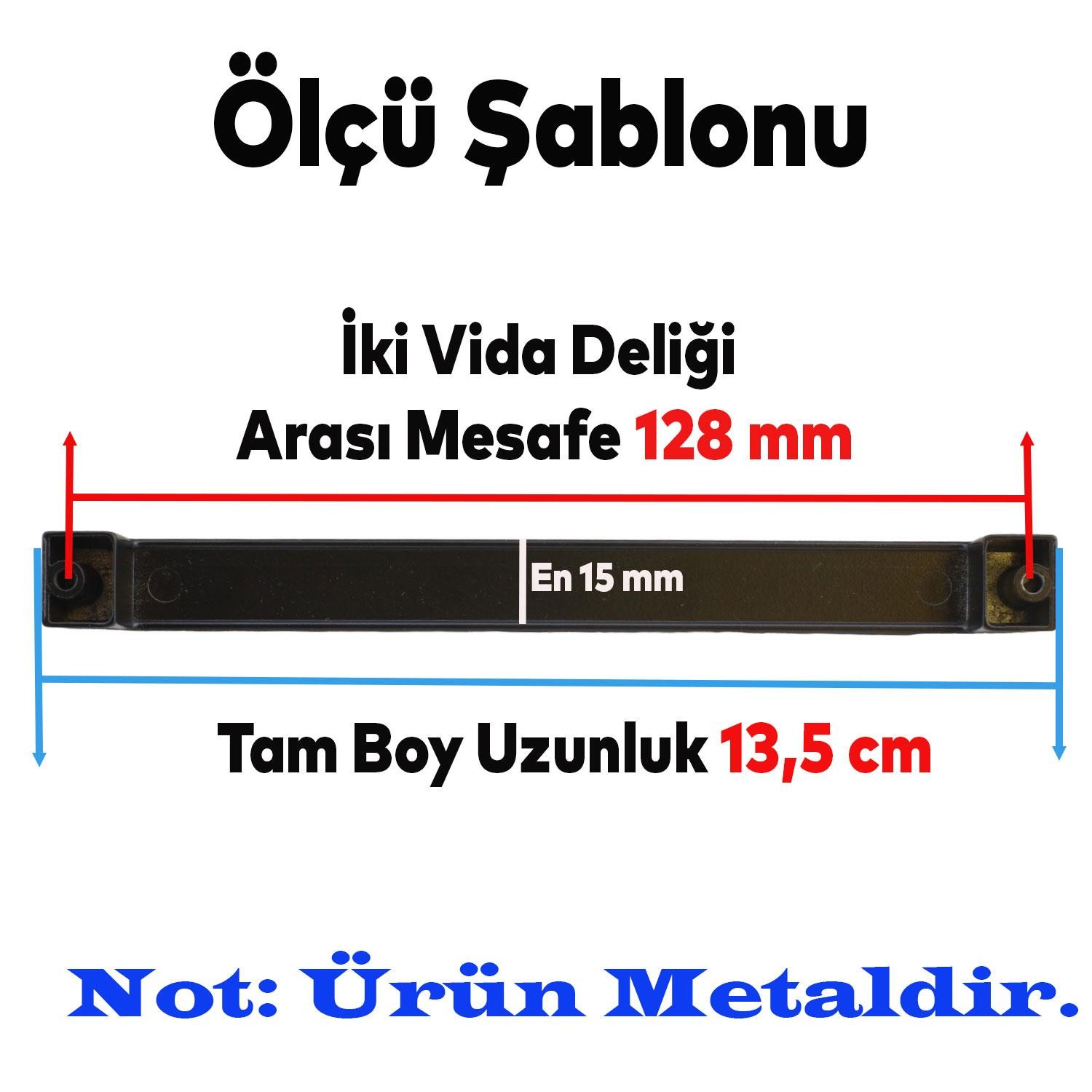 Bihter Desenli Mobilya Mutfak Dolabı Çekmece Dolap Kapak Kulpu Kulbu Siyah 128 mm Metal Kulp