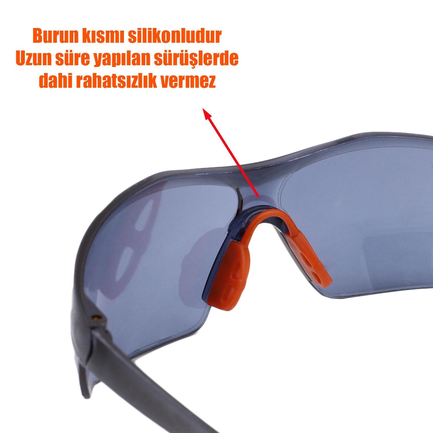 Bisiklet Güneş Gözlüğü UV Korumalı Silikon Burunlu Bisikletçi Gözlük Füme