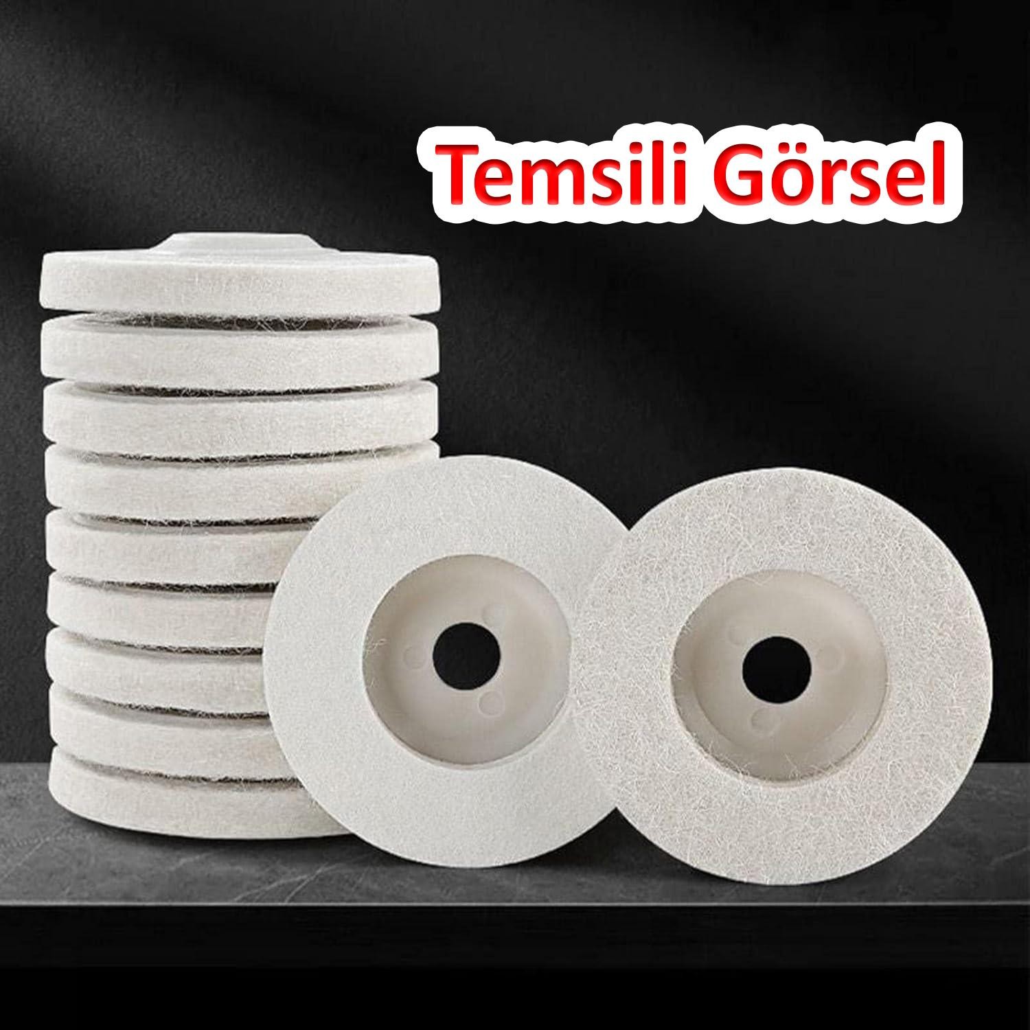 Plastik Tabanlı Sert Polisaj Matkap Keçesi DTA043 Finisaj Parlatma Çizik Pasta Cila 115 mm 2'li Set