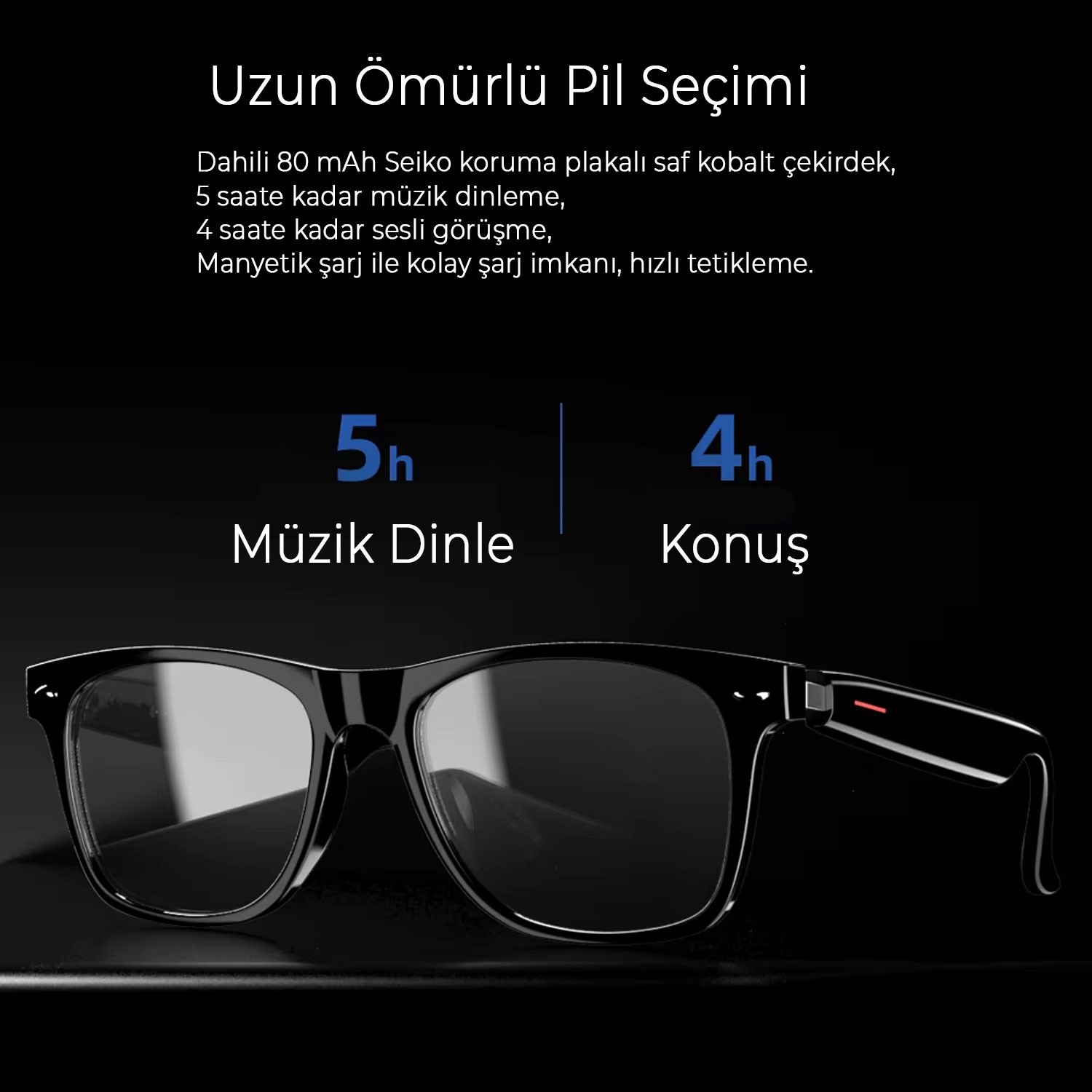 Akıllı Güneş Gözlüğü Bluetooth Komut Stereo Çift Hoparlörlü Kablosuz Unisex Polarize Trend Gözlük