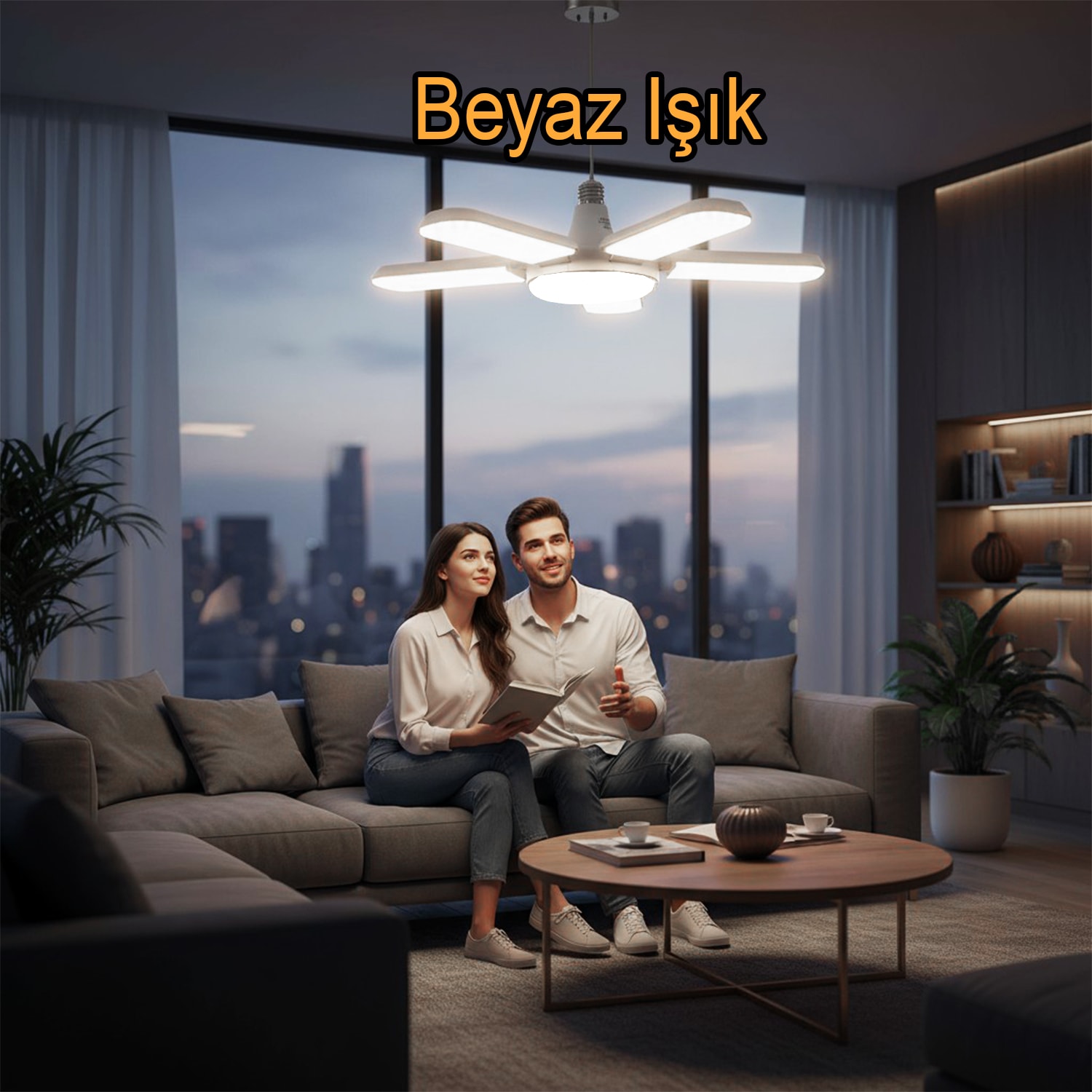 Beş Pervaneli Tasarruflu Ampul 72 W Led Lamba Beyaz E27 Duy 6480 Lümen Uzun Ömürlü 220 Volt 1 Adet