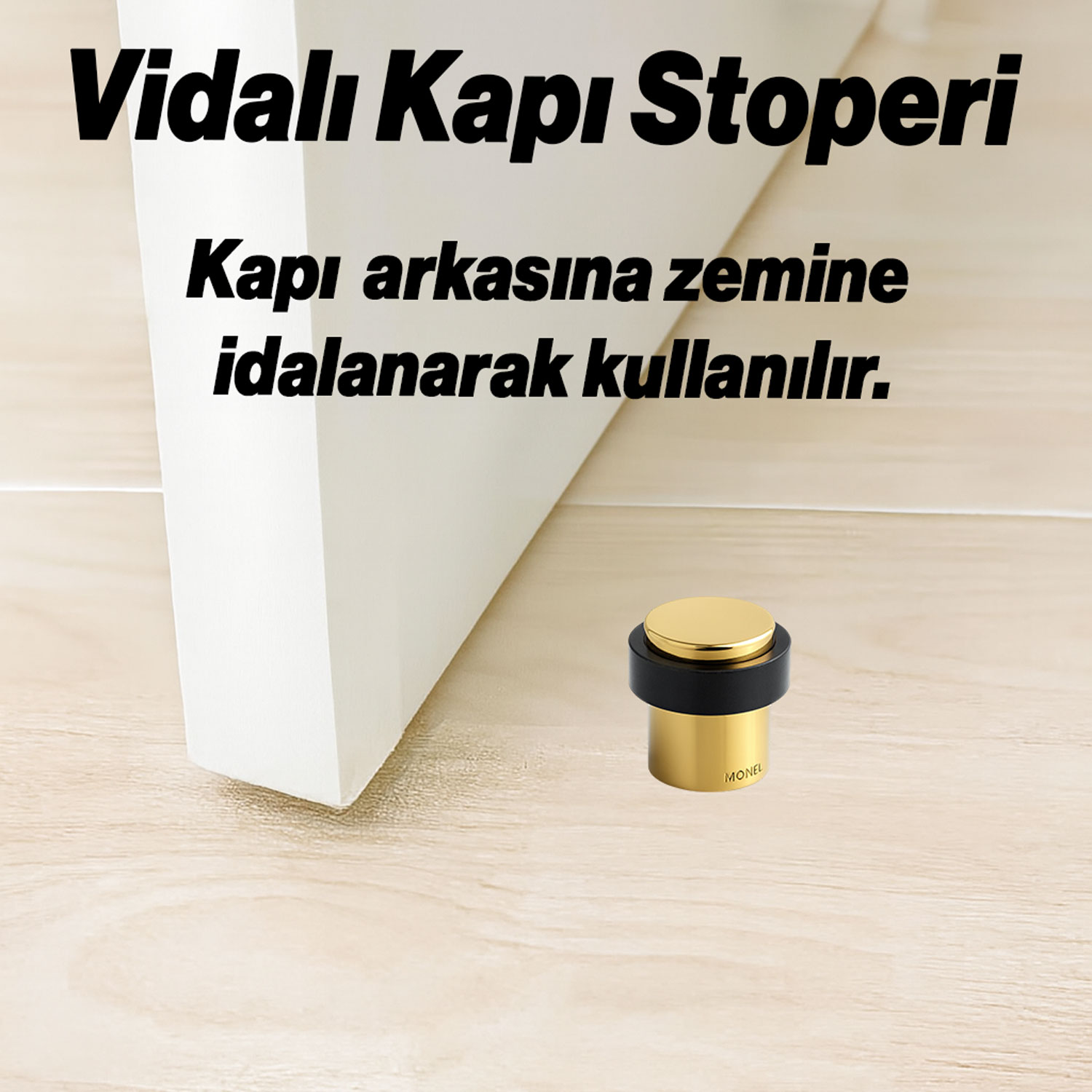 Metal Kapı Stoperi 3’lü Set Gold Model Vidalı Montaj Kauçuk Kapı Tamponu Çarpma Önleyici Durdurucu