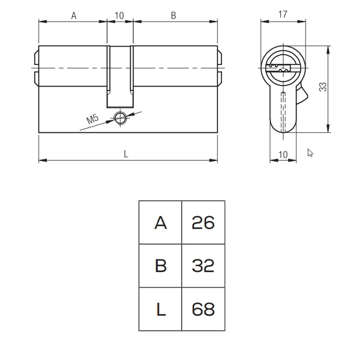 Kale 164 BNE Emniyet Kartlı Bilyalı Barel Silindir Kilit 68 mm