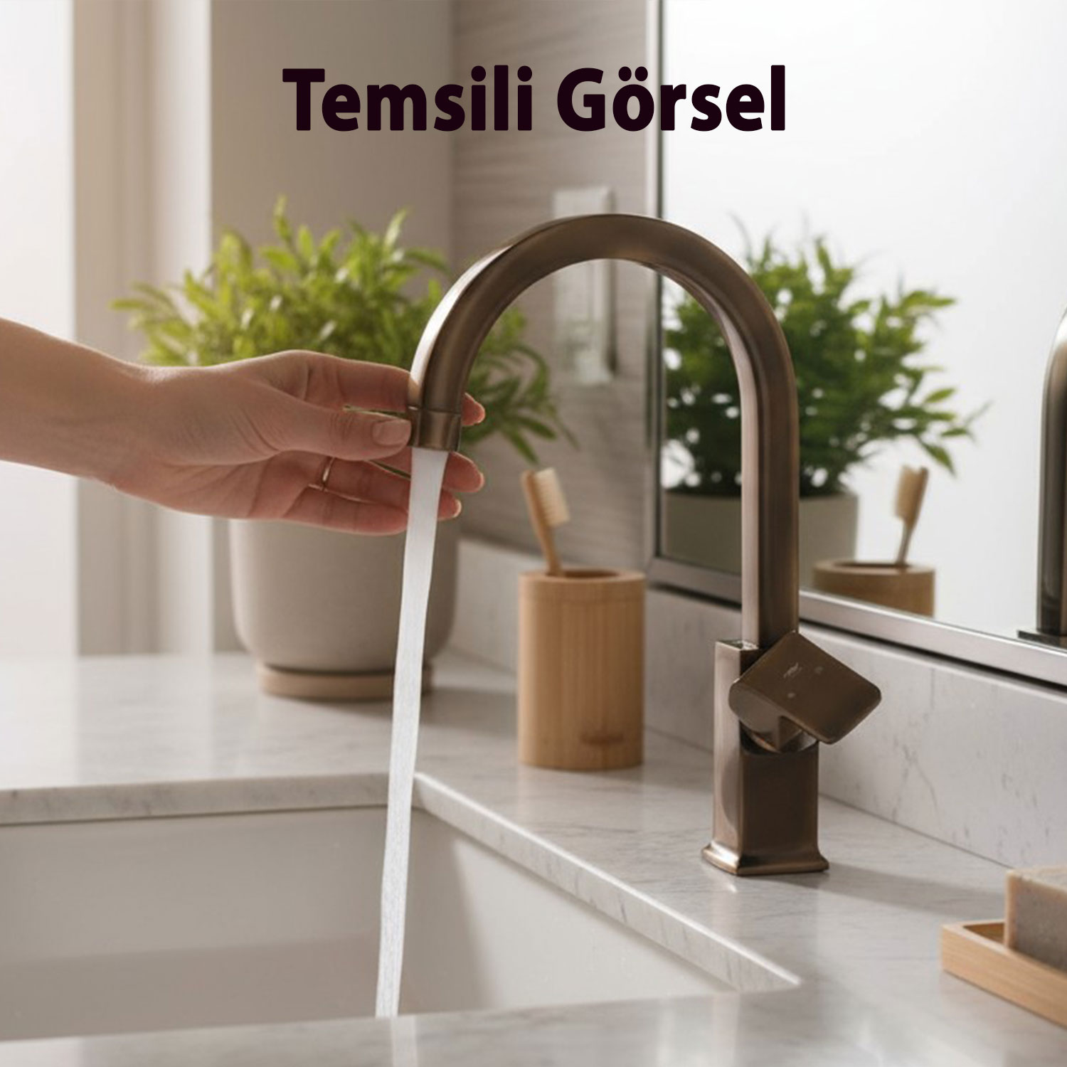 Premium Şık Bronz Özel Uzun Kuğu Evye Bataryası Yüksek Modern Tasarım Mutfak Lavabo Musluğu
