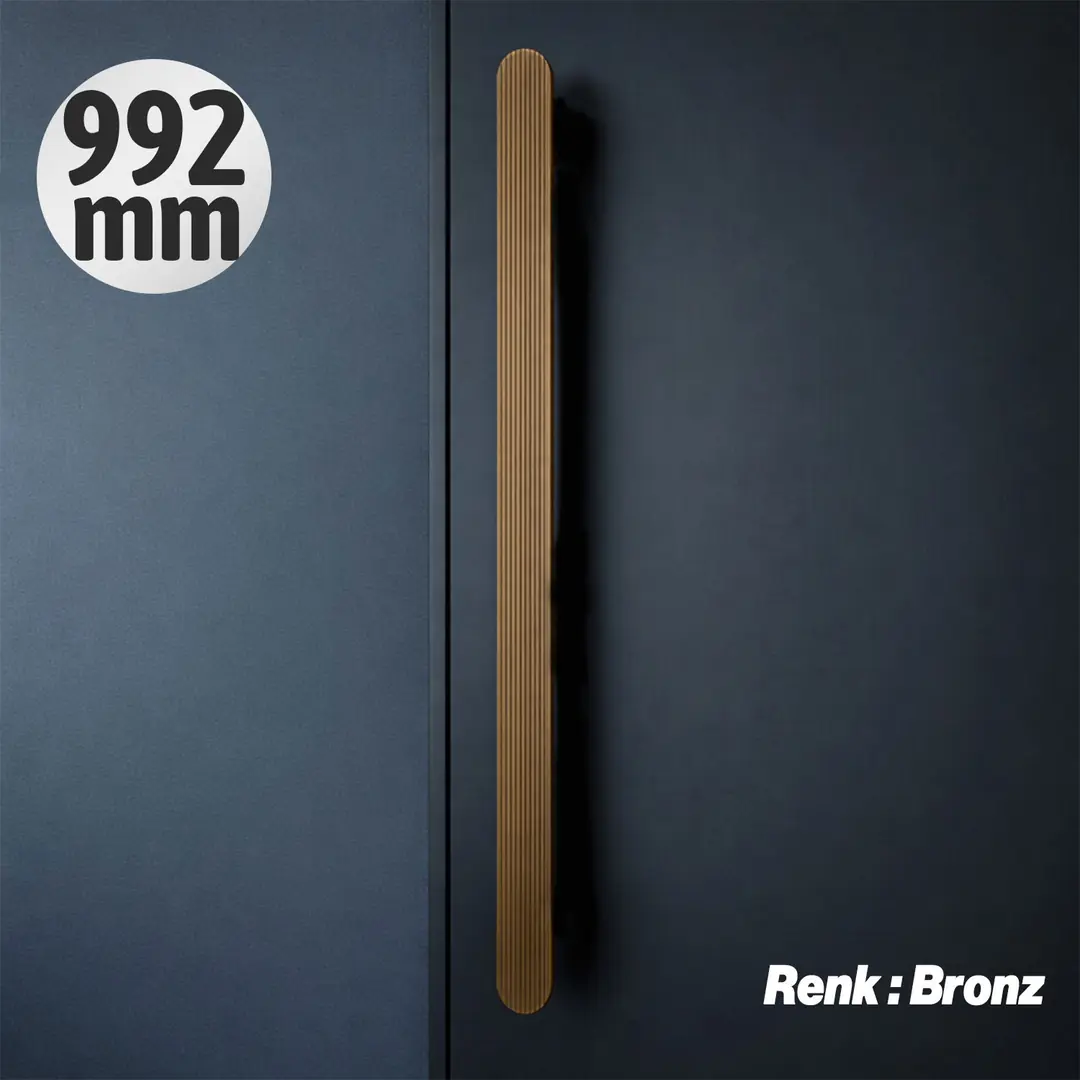 ANZER Çizgili Saten Bronz Çekmece Kulp 992 mm Modern Uzun Dolap