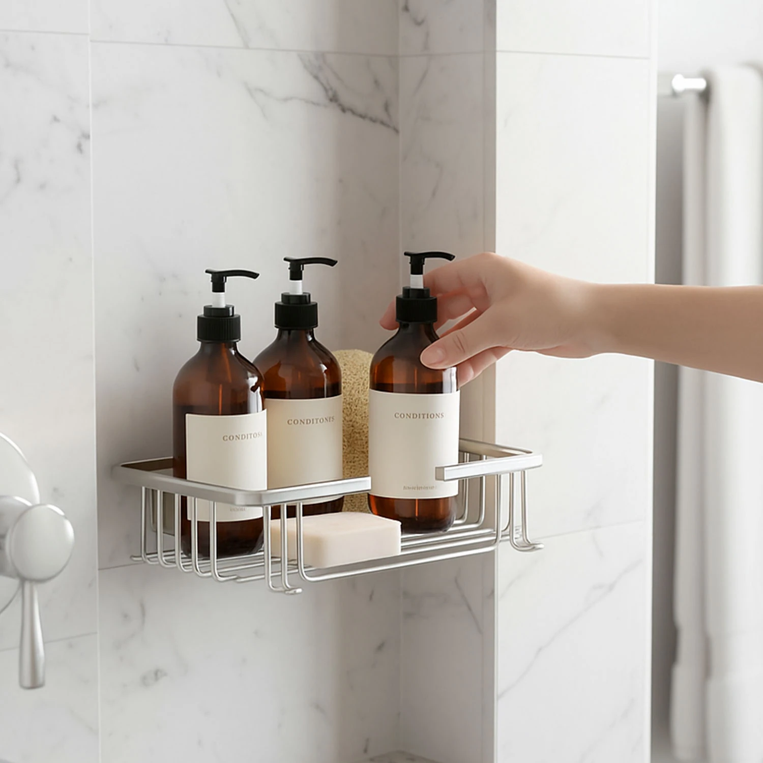 Banyo Köşe Duş Rafı Krom Tek Katlı Kare Şampuanlık Sabunluk Paslanmaz Metal Duvar Tipi Organizer