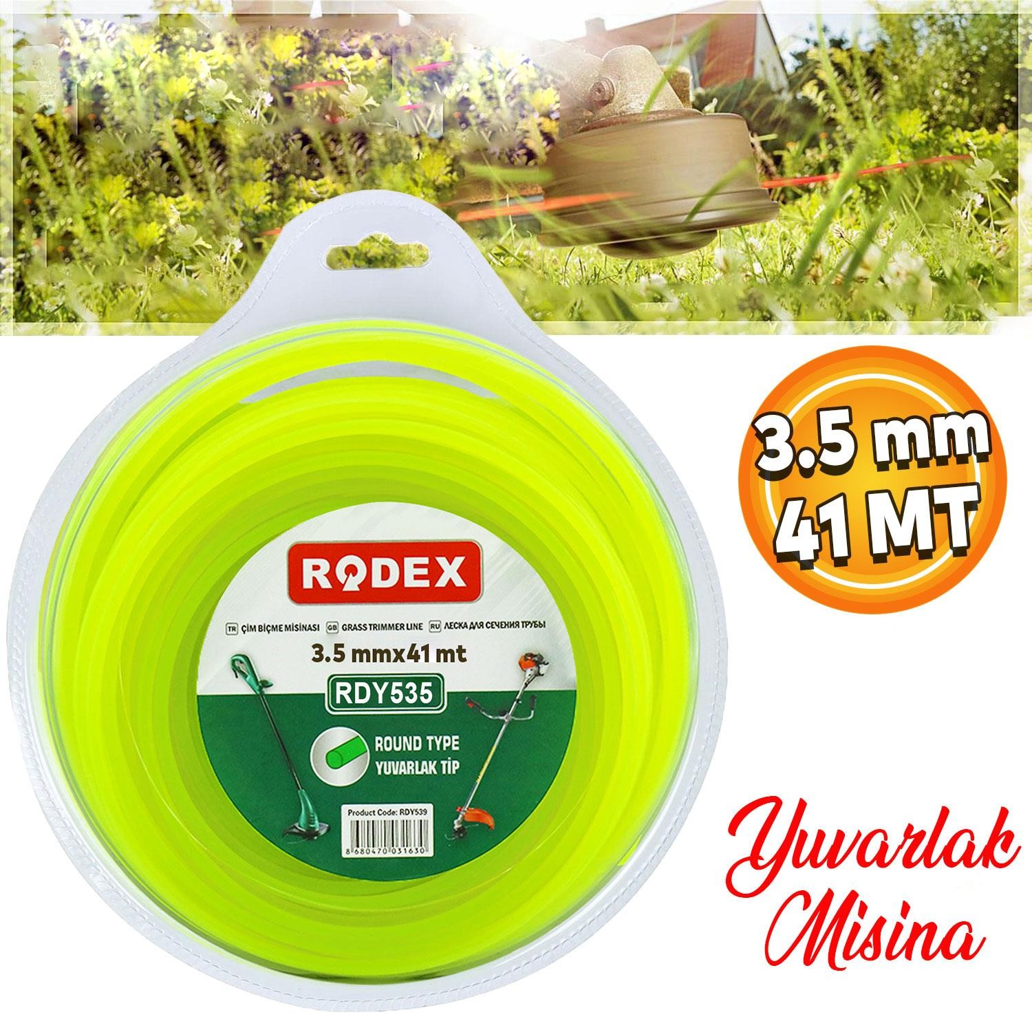 Rodex RDY535 Misina Motorlu Tırpan Yuvarlak Misina 3.5 mm 41 Metre Çim Ot Biçme Teli