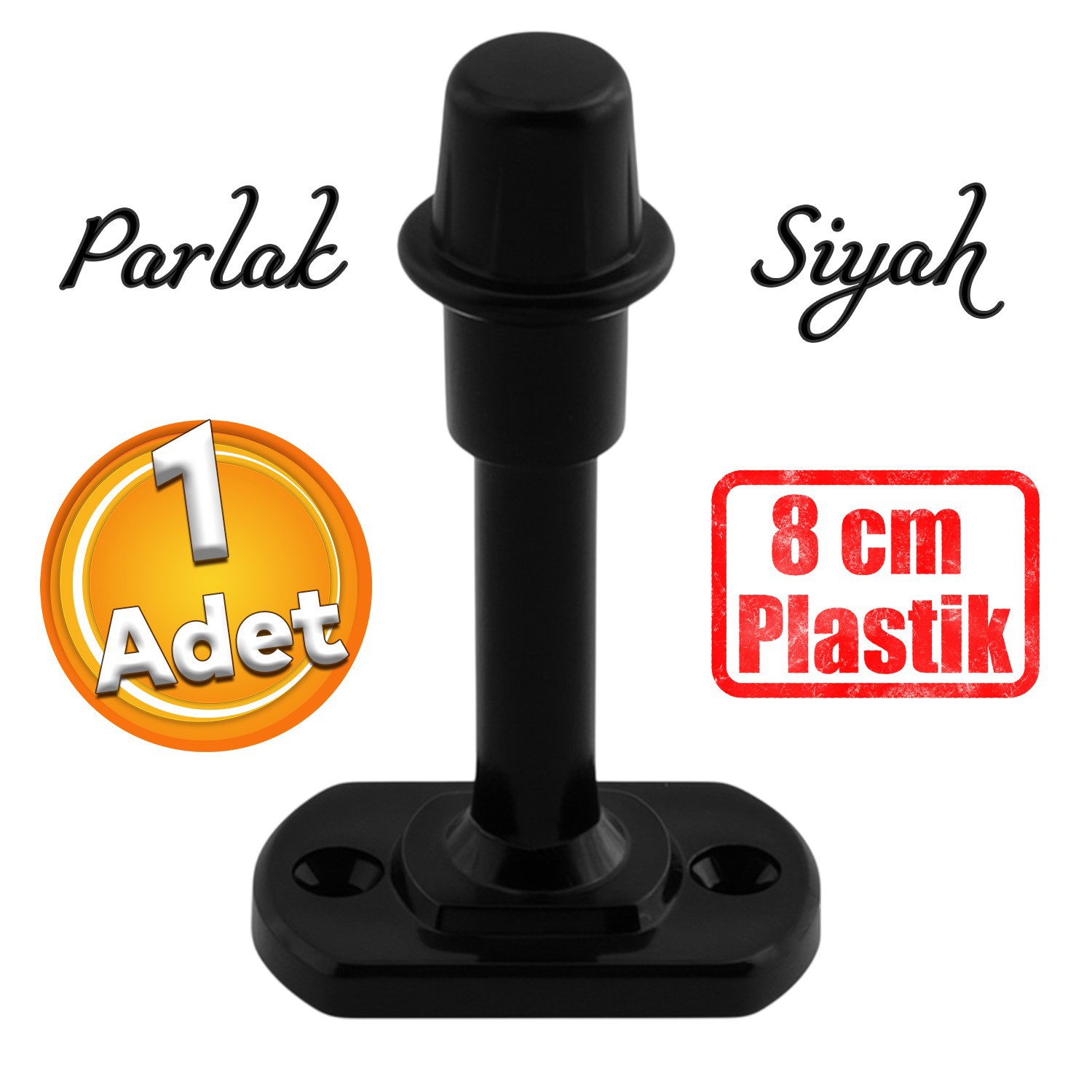 Plastik Kapı Pencere Arkası Parlak Siyah Tampon 8 CM Vidalı Duvar Koruyucu Silikon Stoper 1 Adet