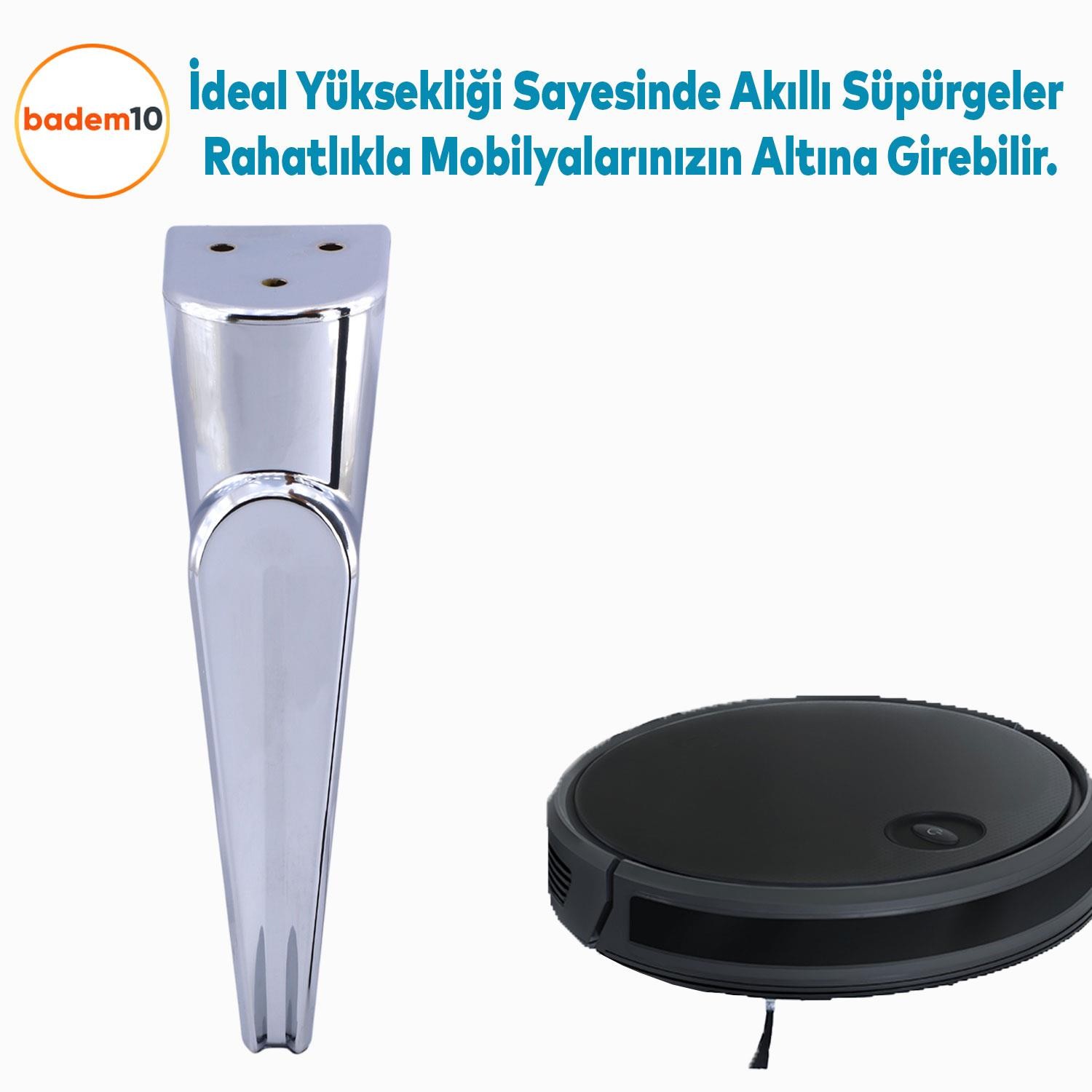 Nota Mobilya Kanepe Sehpa TV Ünitesi Koltuk Ayağı Baza Ayakları Krom Gümüş 23 cm
