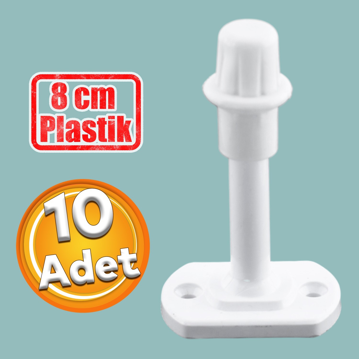 Plastik Kapı Pencere Arkası Beyaz Tampon 8 CM Vidalı Duvar Boya Koruyucu Silikon Stoper 10 Adet
