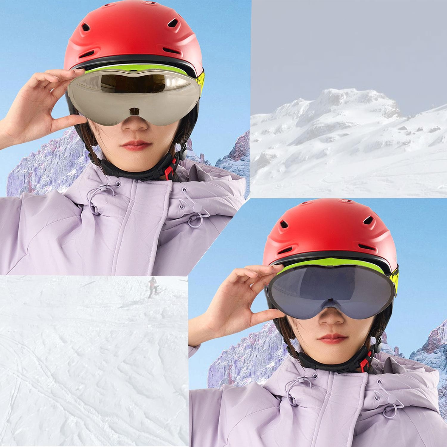 Bellasimo Kayak Gözlüğü Değiştirebilir Camlı Antifog Güneş Kar Gözlük Gümüş Snowboard Glasses Gözlük+1 Adet Yedek Cam (Füme)