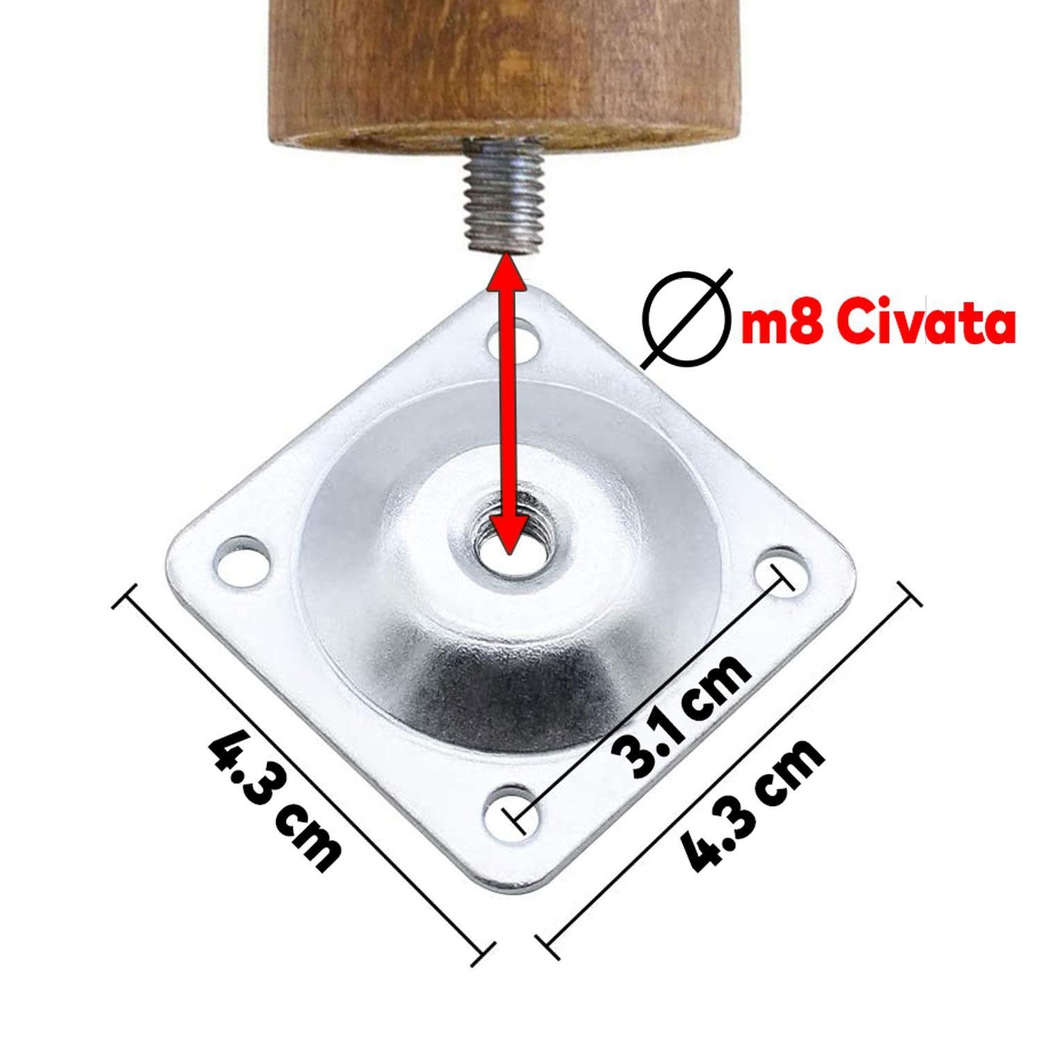 Mobilya Kanepe Baza Koltuk Destek Ayağı M8 Civata 12 Cm Kahverengi Ayakları Bağlantı Aparatı 8li Set