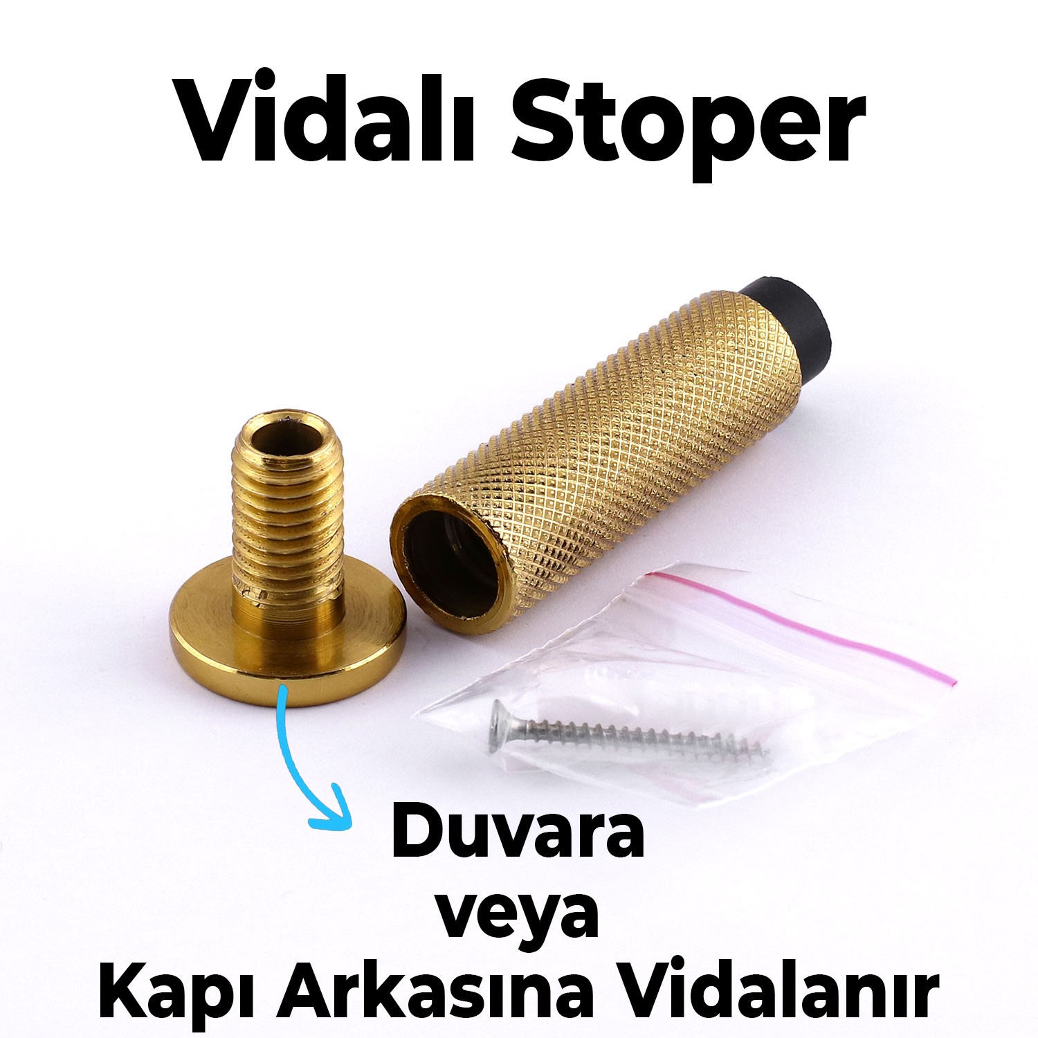Kapı Stoperi Tamponu Gold Altın Vidalı Metal Tutacağı Tutucu Kapı Arkası Duvar Kolu Stopu Takozu