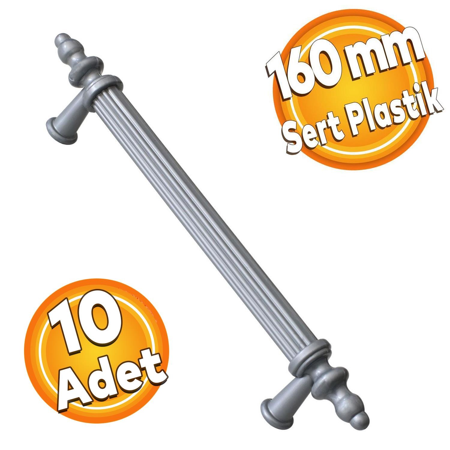 Polavit 160 Mm (SERT PLASTİK) Gri Mobilya Çekmece Mutfak Dolap Dolabı Kulpu Kulbu Kulpları (10 ADET)
