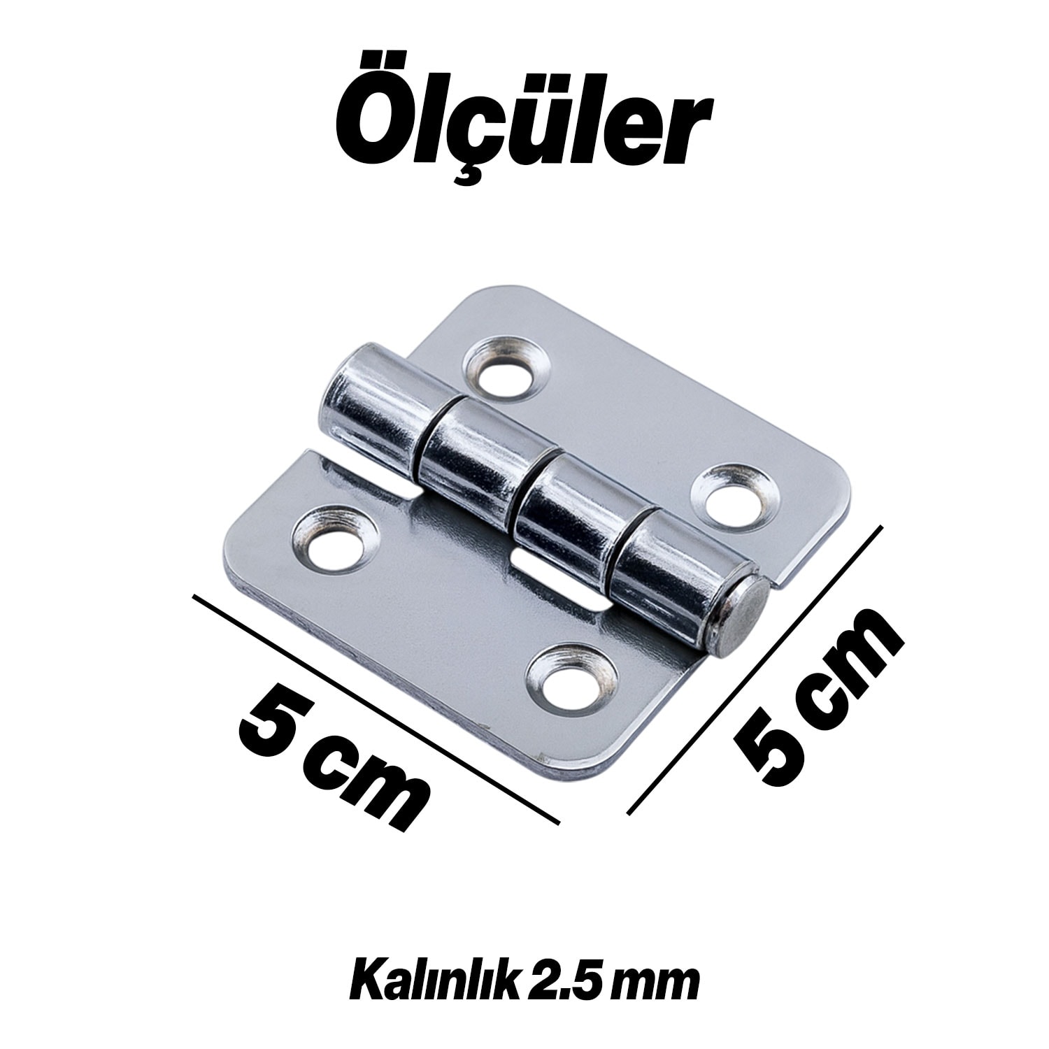 Gümüş Metal Yaprak Menteşe 4 ADET 50x50 mm Dayanıklı Kapı Pencere Dolap ve Mobilya Kullanımına Uygun
