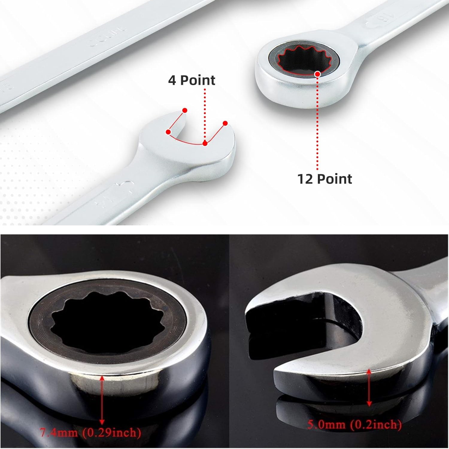 Cırcırlı Anahtar 10 mm Açık Ağızlı Düz ve Cırcır Kombine Anahtar 1 Adet Somun Sökme Sıkma