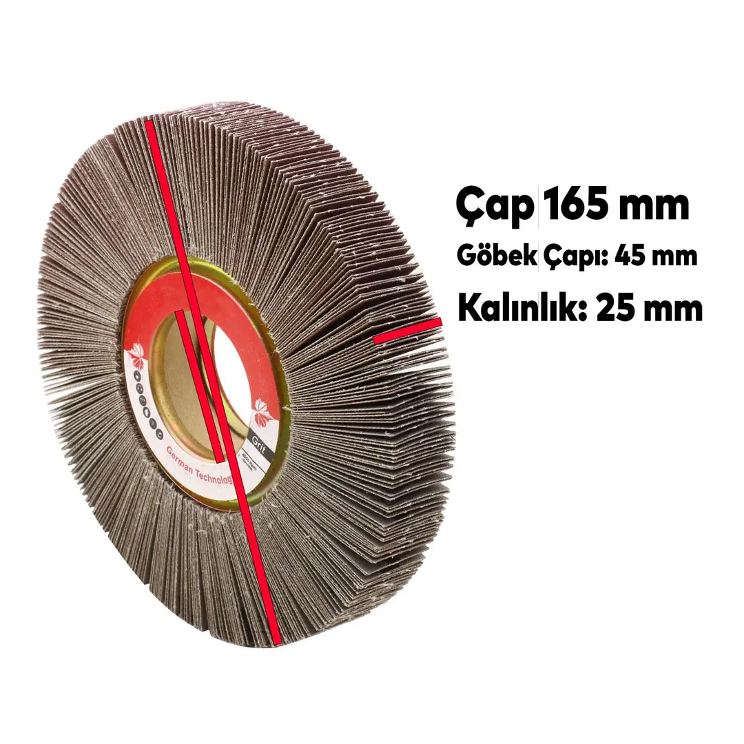 Volker Kırmızı Mop Zımpara Keçe Aşındırıcı Plus 150 Kum 165 x 25 x