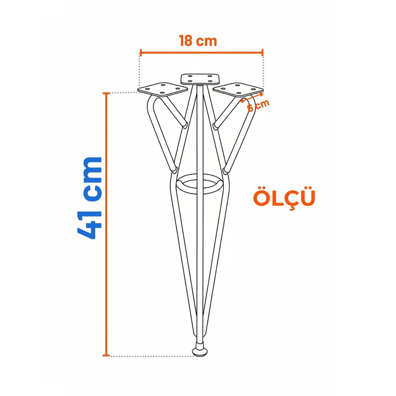 Rüzgar Siyah Metal Sehpa Masa Ayağı 41 cm Dayanıklı Mobilya Orta Zigon Destek Yükseltici Ayak Modeli