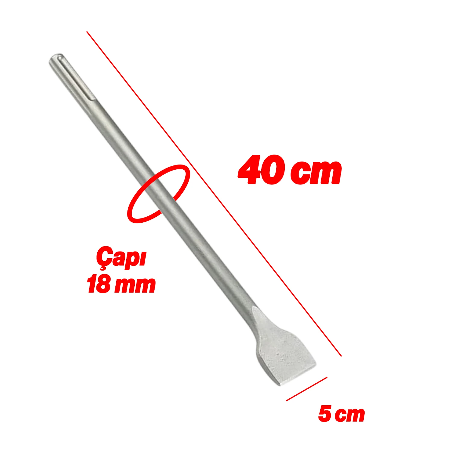 Sds Max Şaftlı Keski 18 mm x 400 mm x 50 mm Hilti Ucu Beton Taş Kaya Kırıcı Kırma Adaptörü