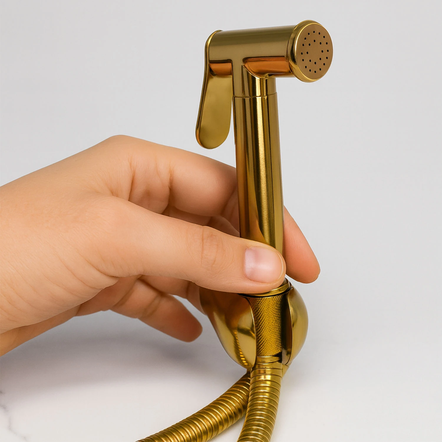 Taharet Matik Lüks Gold Oval Tasarım Su Basınç Ayarlı Hijyenik Kullanım Uyumlu Bide Spreyi