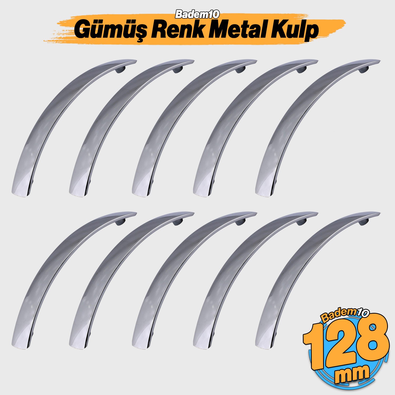 Kemer 10 ADET 128 mm Mobilya Mutfak Dolabı Çekmece Dolap Kapak Kulpu Düz Metal Kulp Kulbu Kulpu Krom