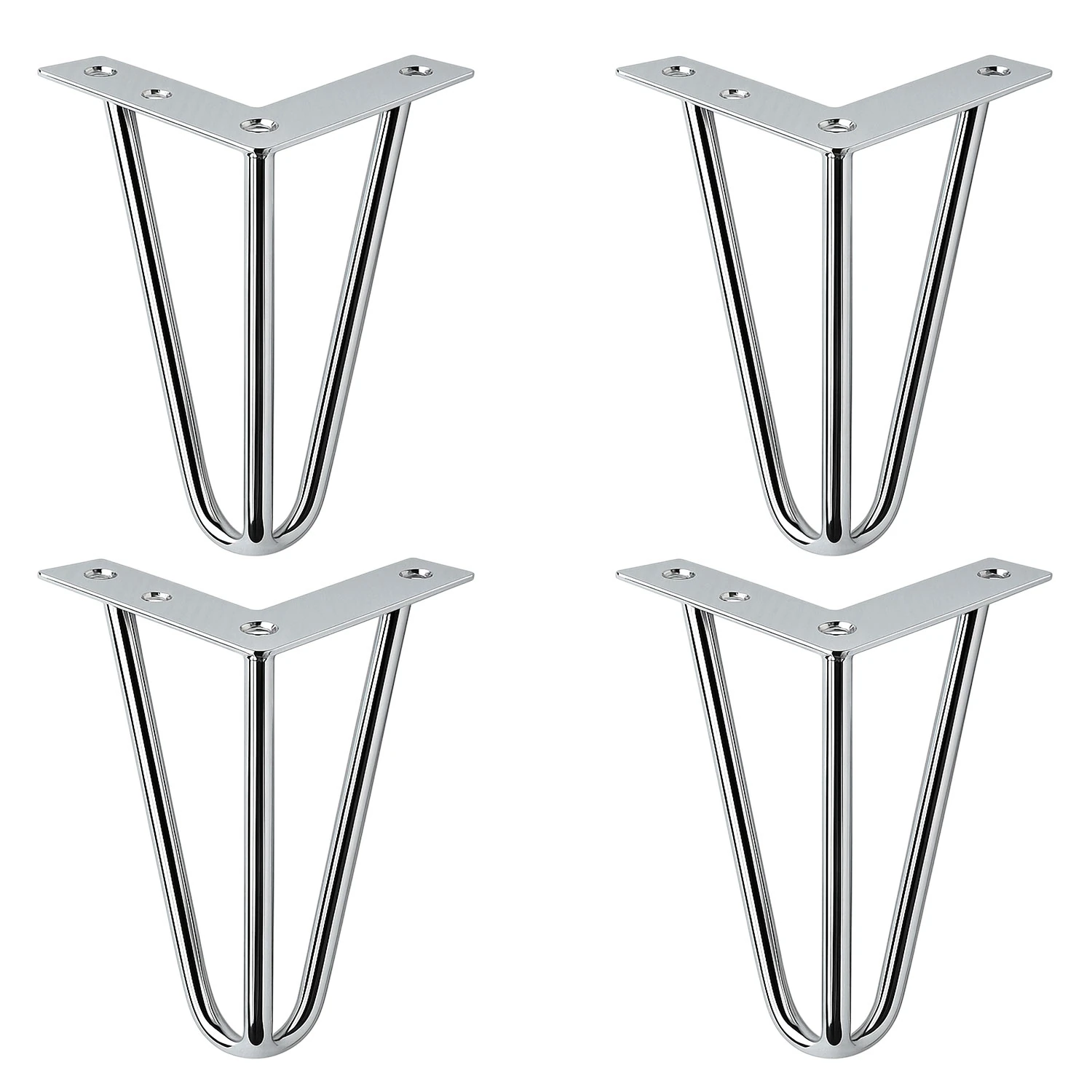 Martı 15 cm 4lü SET Gümüş Krom Metal Mobilya Ayağı Üçgen Modern Tasarım Koltuk Sehpa Masa TV Ünitesi