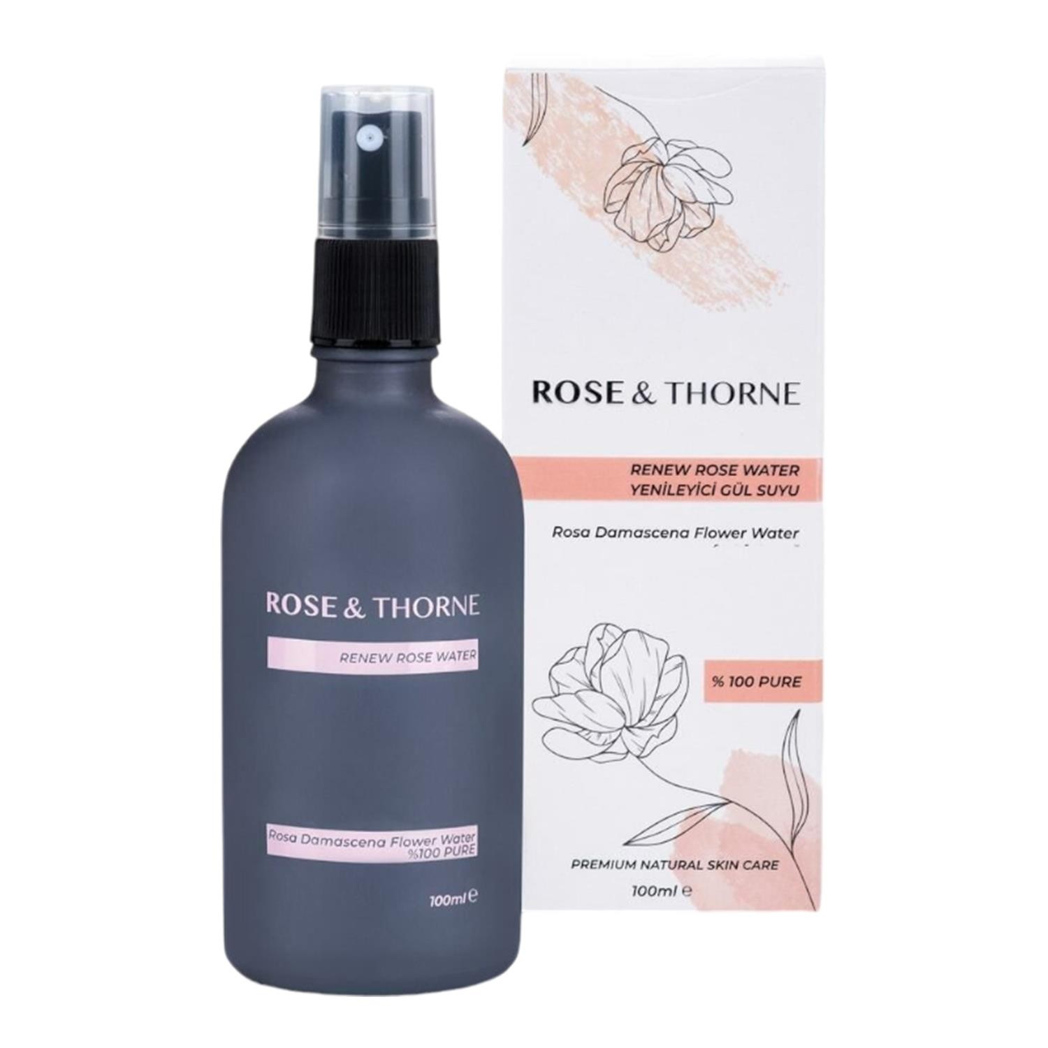 Rose Thorne 100 Ml Yenileyici Doğal Damıtılmış Gül Suyu Cilt Yüz Temizleme Nemlendirme Antioksidan