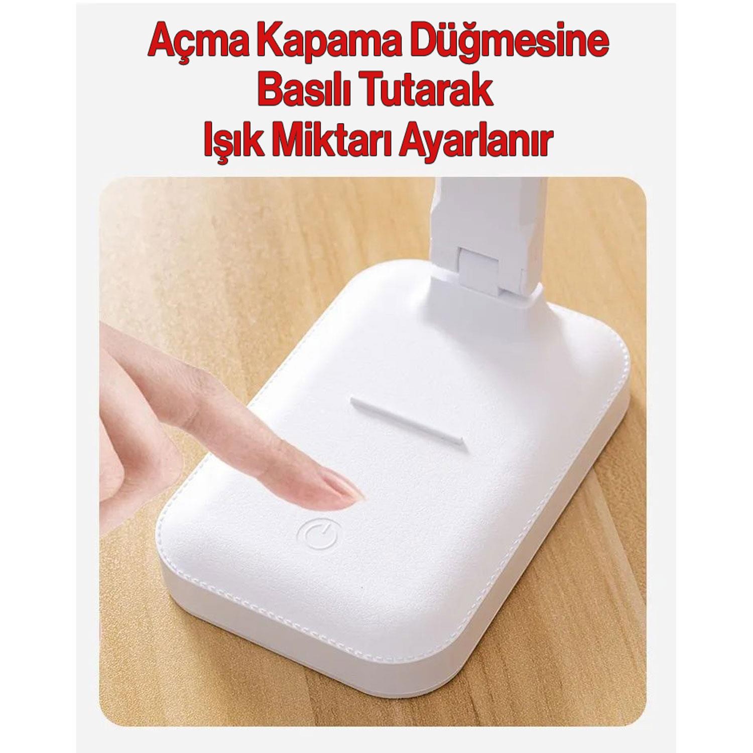 10 Adet Şarjlı Masa Lambası 3 Renk Dokunmatik Telefon Standlı Çalışma Okuma Işığı Gece Lambası 9w