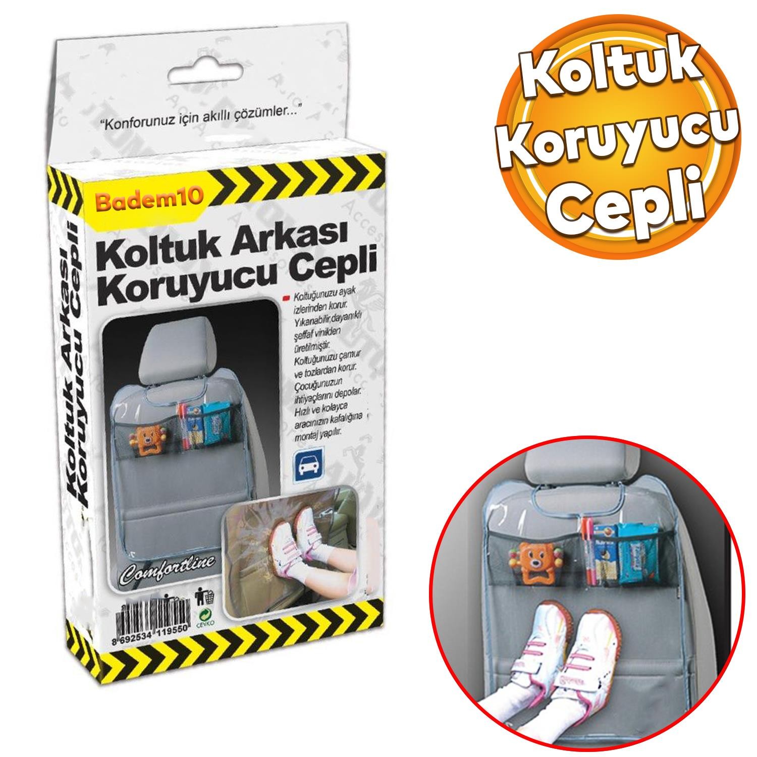 Otomobil Oto Araba Araç İçi Cepli Koltuk Arkası Ayakkabı Kir Koruyucu 