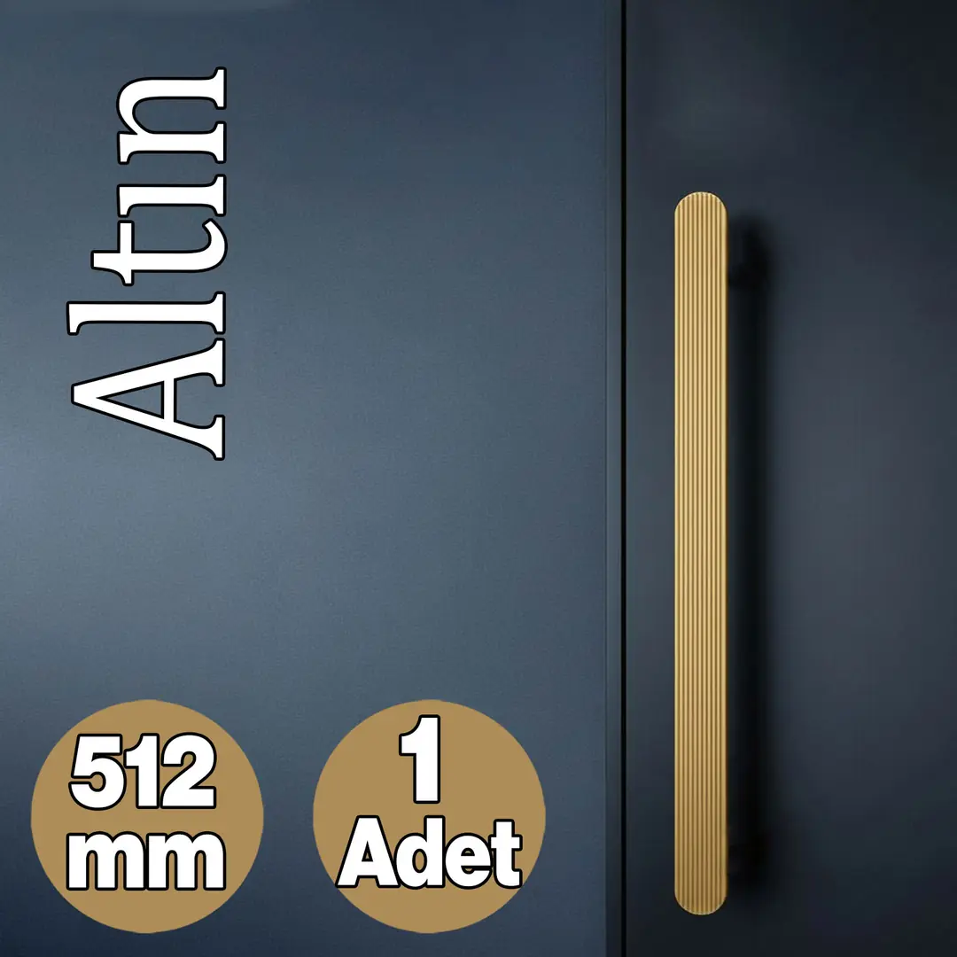 ANZER ÇİZGİLİ (ALTIN) Çekmece Kulp 512 mm Uzun Metal Modern Kapak