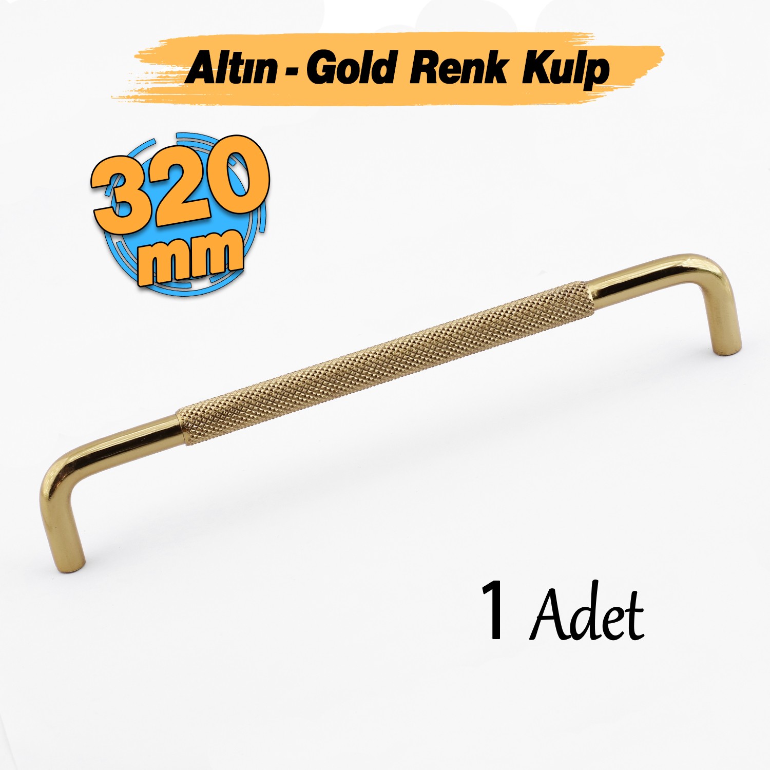 Tırtıklı Altın Gold Metal Kulp 320 mm 32 cm Mobilya Çekmece Dolap Dolabı Modern Kapak Kulpları