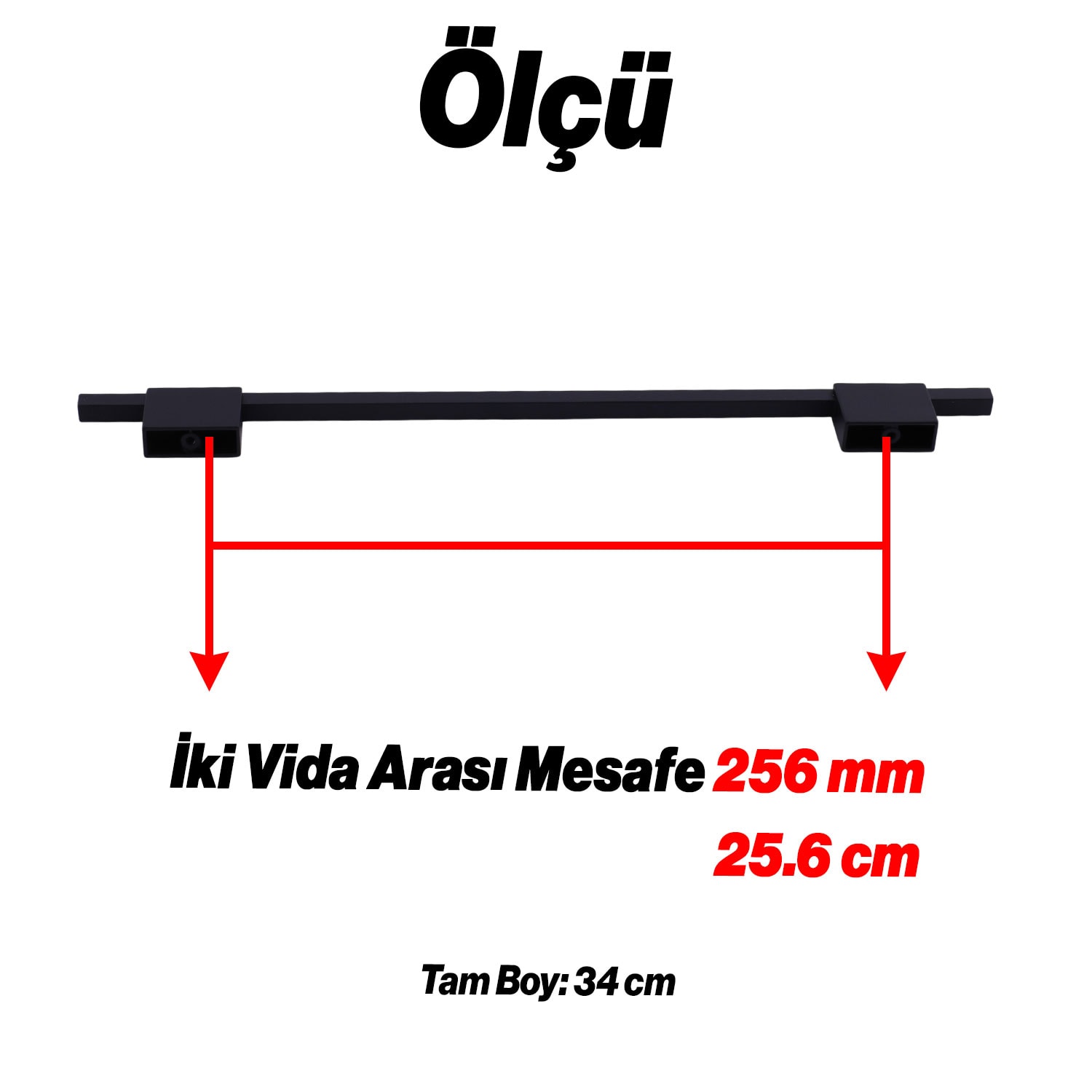 Boyut Siyah Metal 256 mm Uzun Dolap Kulpları Mutfak Çekmece Kulbu Kapak Kulbu Mobilya Kolu Aksesuarı