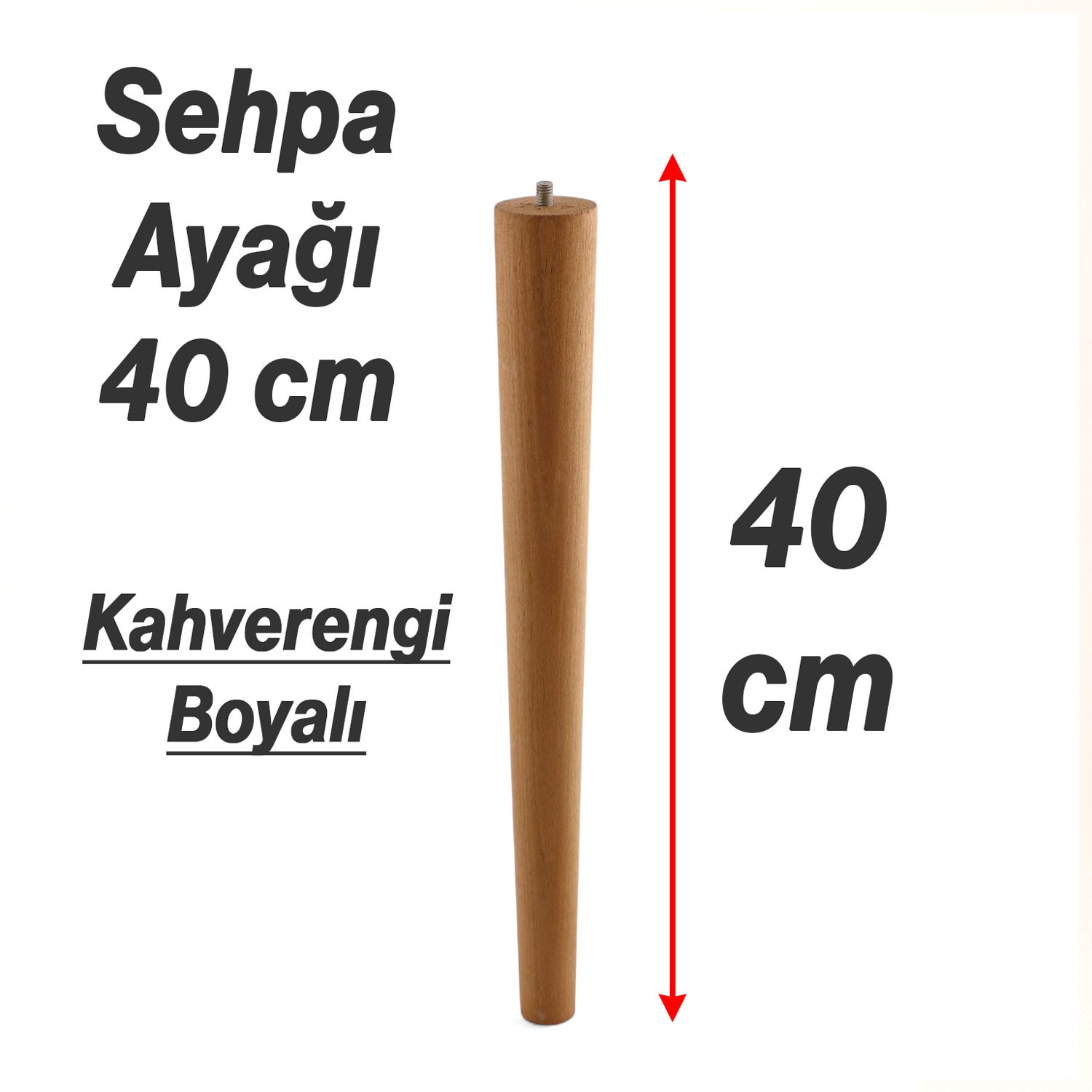 Doğal Ahşap 40 cm 4 ADET Kahverengi Boyalı Bohem Silindir Masa ve Sehpa Ayağı Mobilya Ayakları